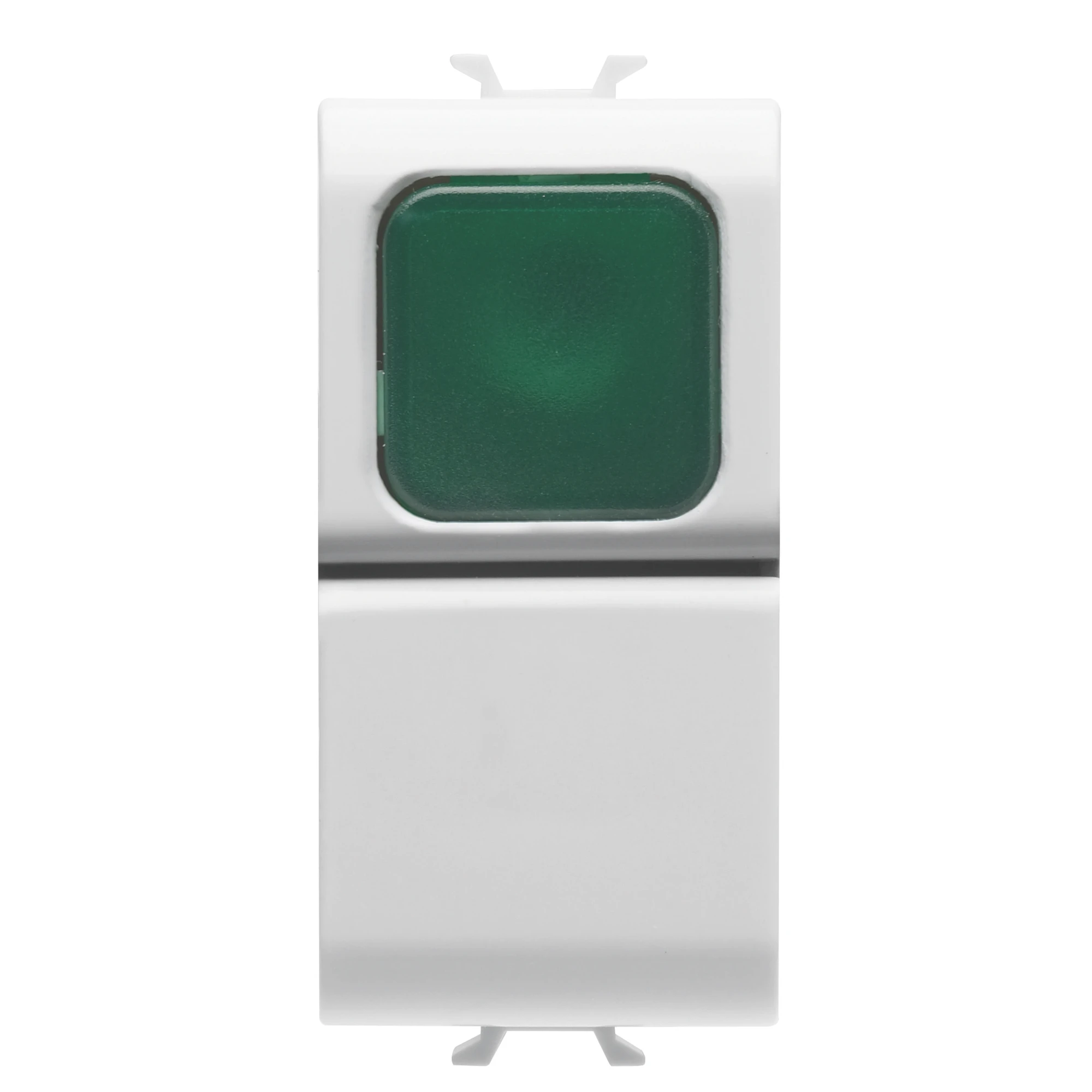 GEWISS GW10142 PUSH-BUTTON 1P 250V ac - NO 16A - GREEN DIFFUSER - 1 MODULE - GLOSSY WHITE - CHORUSMART (img_001)