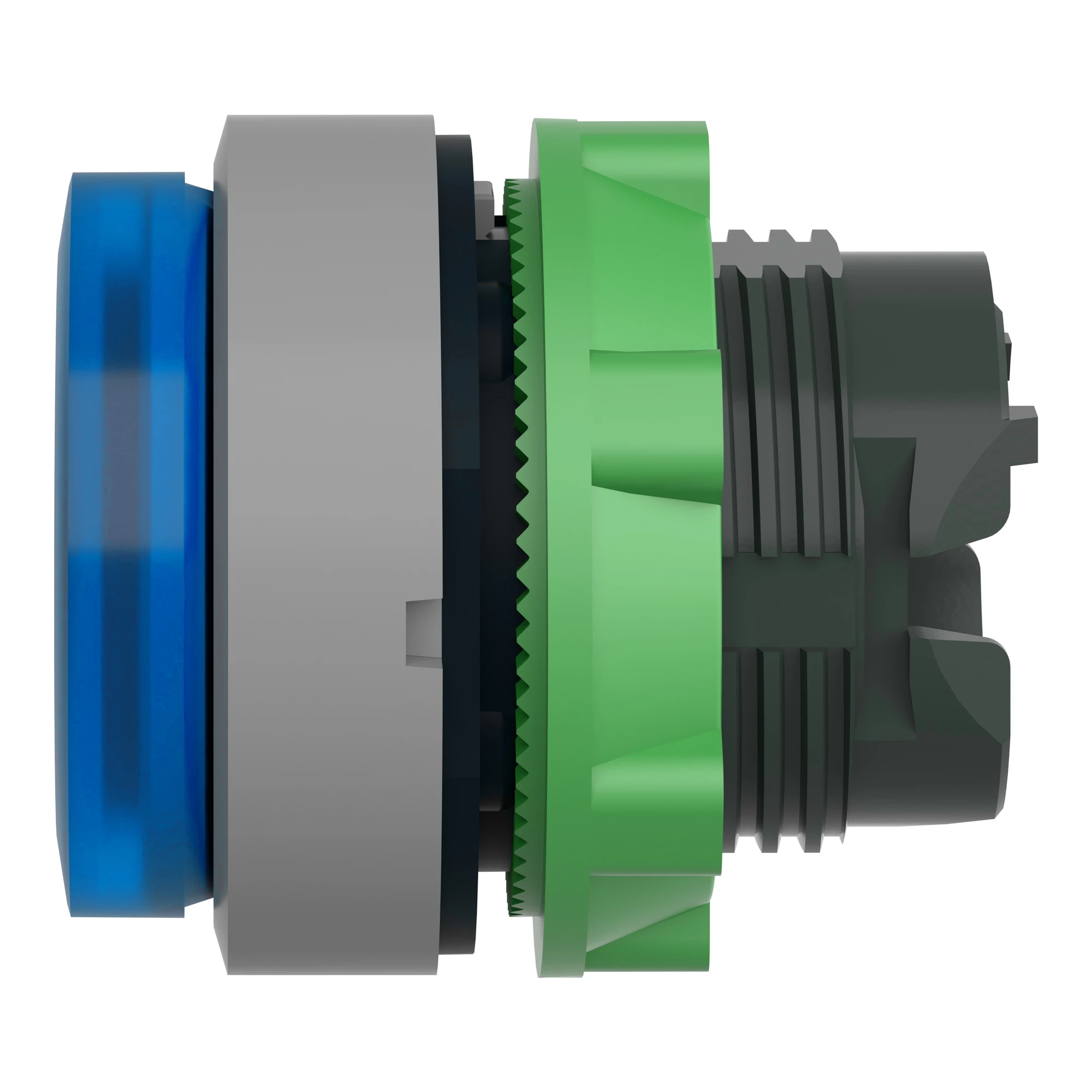 Schneider Electric ZB5AH63C0 Illuminated Pushbutton, Front Element, Harmony XB5, Plastic, 22mm, Light Grey, Blue, Projecting, for Universal LED, Latching (img_006)