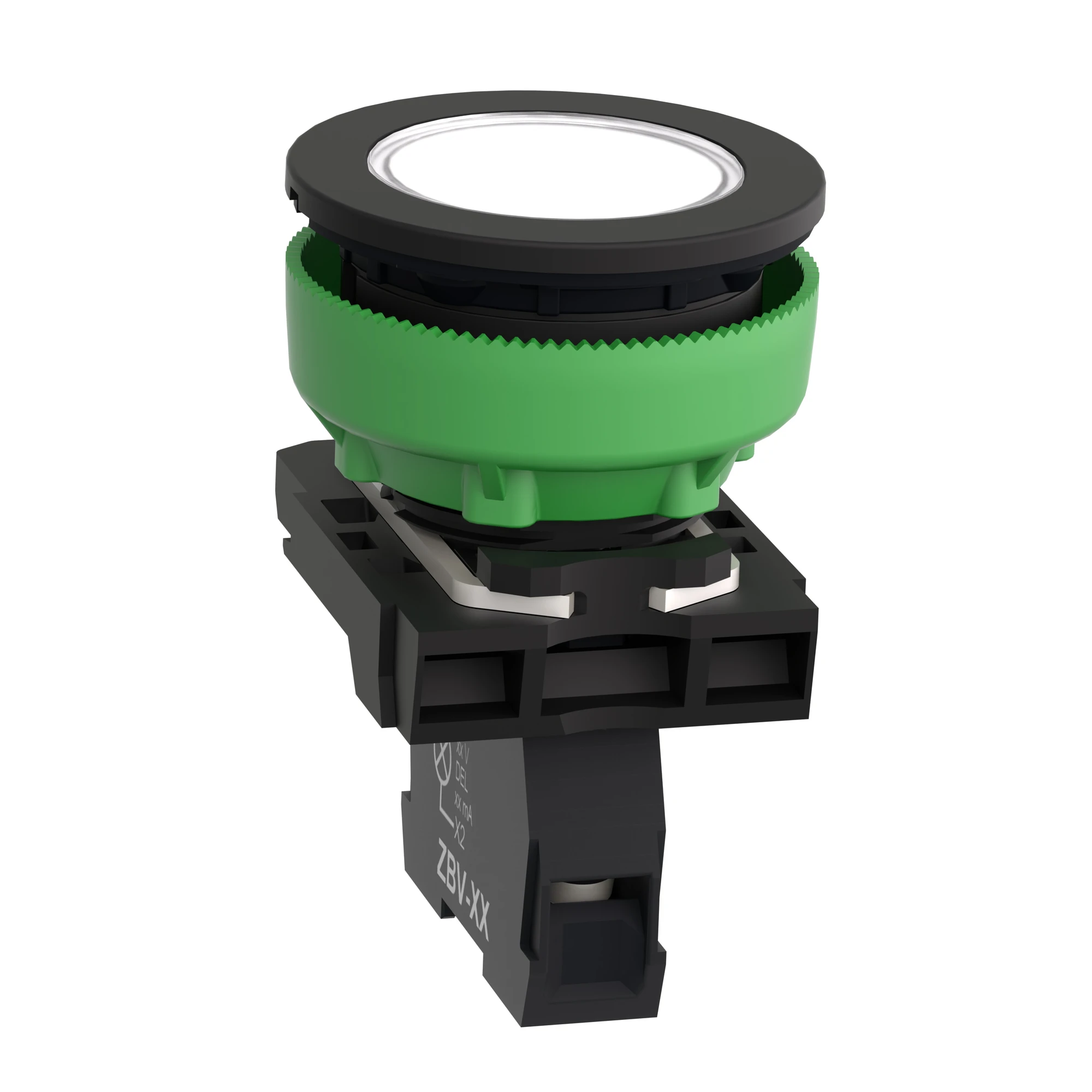 Schneider Electric XB5FVB1 Indicator light, Harmony XB5F, plastic, antimicrobial, white, 30mm, universal LED, smooth dome, 24V ACDC (img_006)