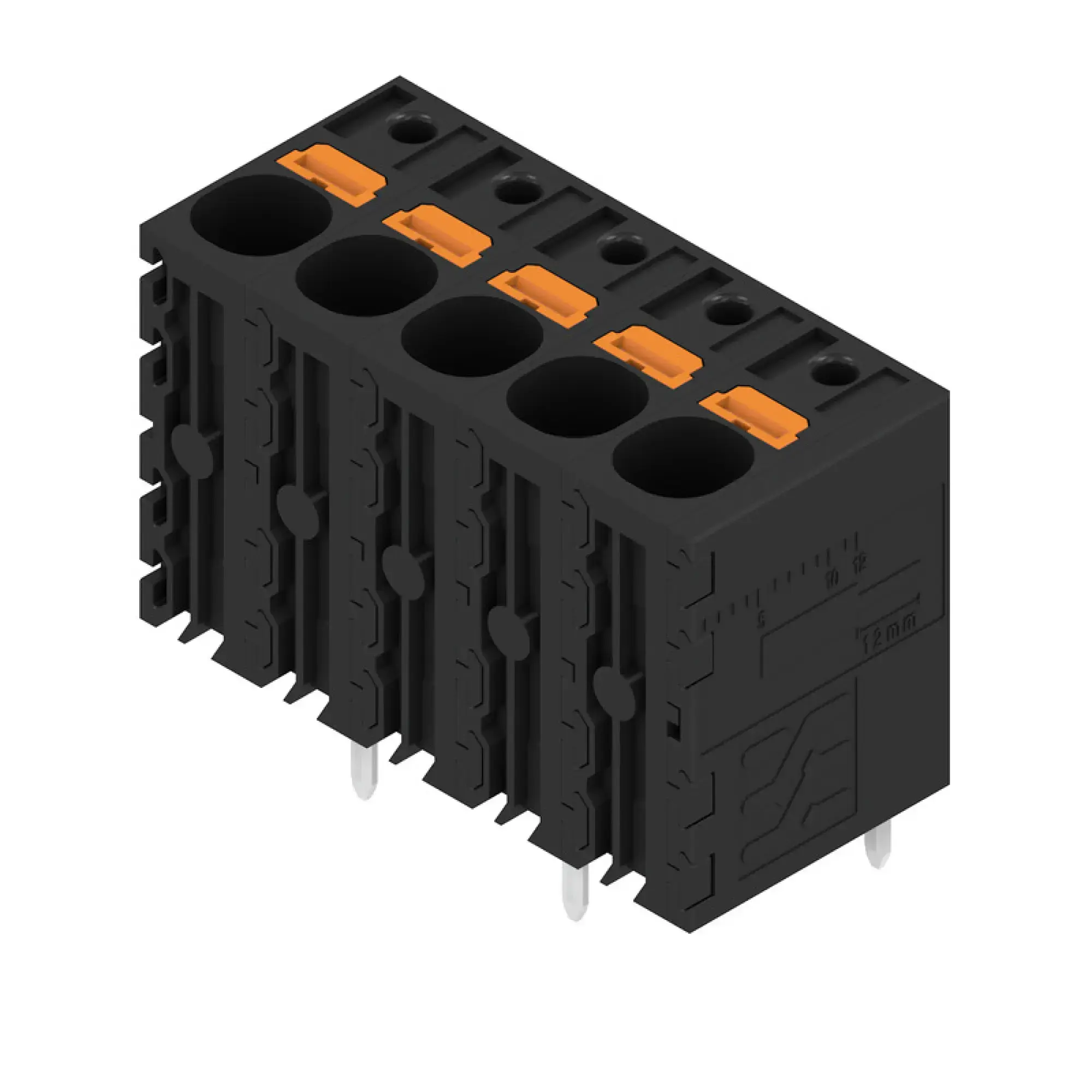 Weidmüller 2491650000 PCB terminal, 1000 V, 41 A, Pitch in mm: 7.50, 6 mm², Number of poles: 5, PUSH IN without actuator, THT solder connection, 180°, Box (img_001)