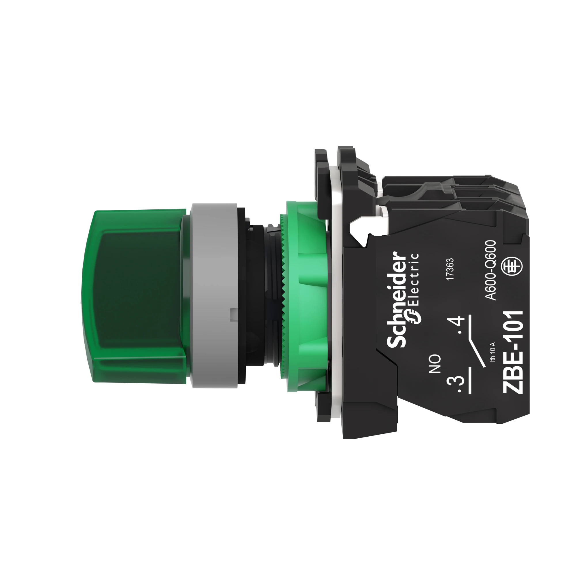 Schneider Electric XB5AK123B5C0 Illuminated Selector Switch, Harmony XB5, plastic, light gray, green, 22mm, universal LED, 2 positions, 1NO + 1NC, 24V ACDC (img_006)