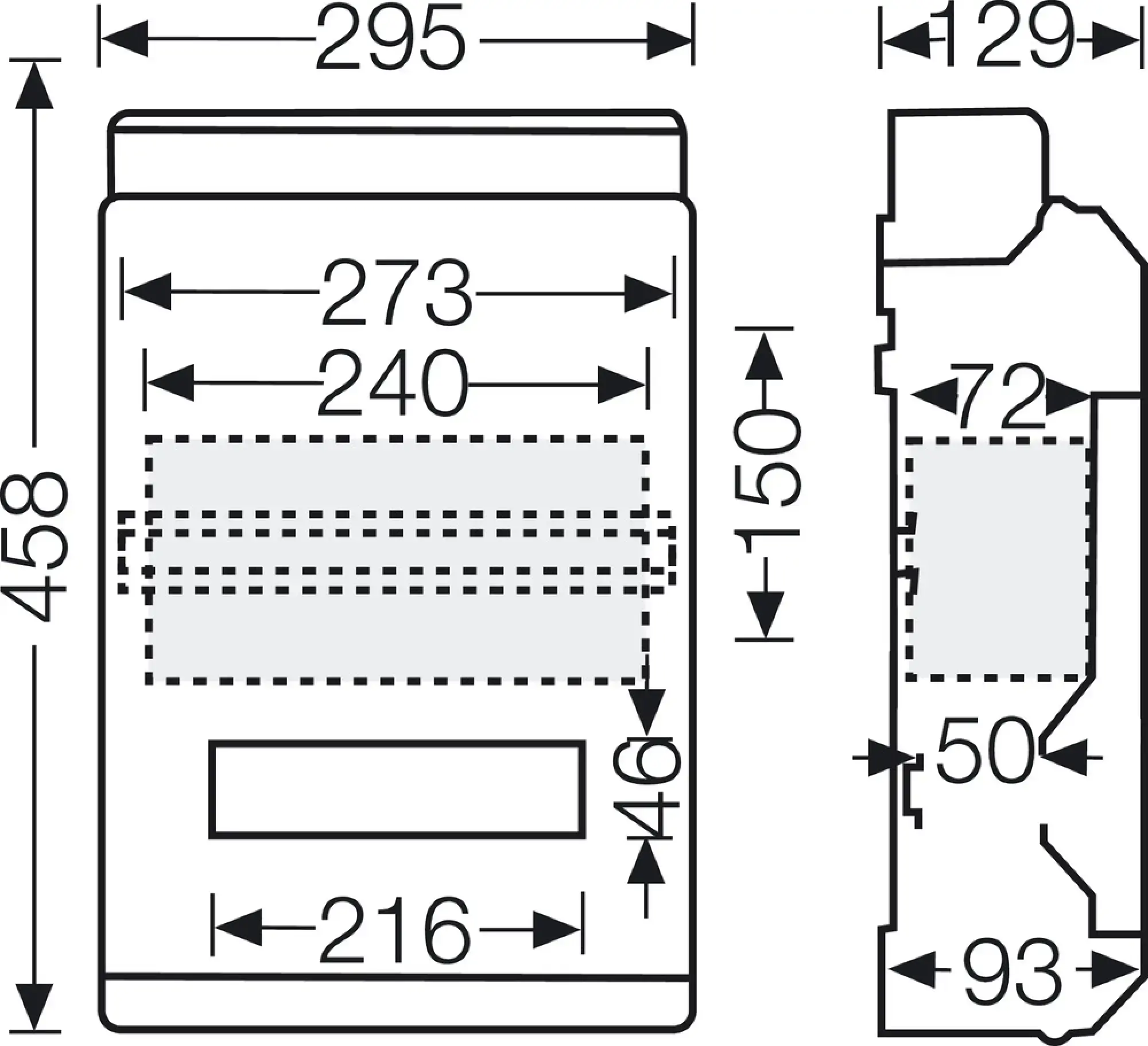 Hensel 6100430 KV 90-Automatengehäuse 12 Teilungseinh., 1reih. + 1 Tragschiene KV 9220 (img_003)