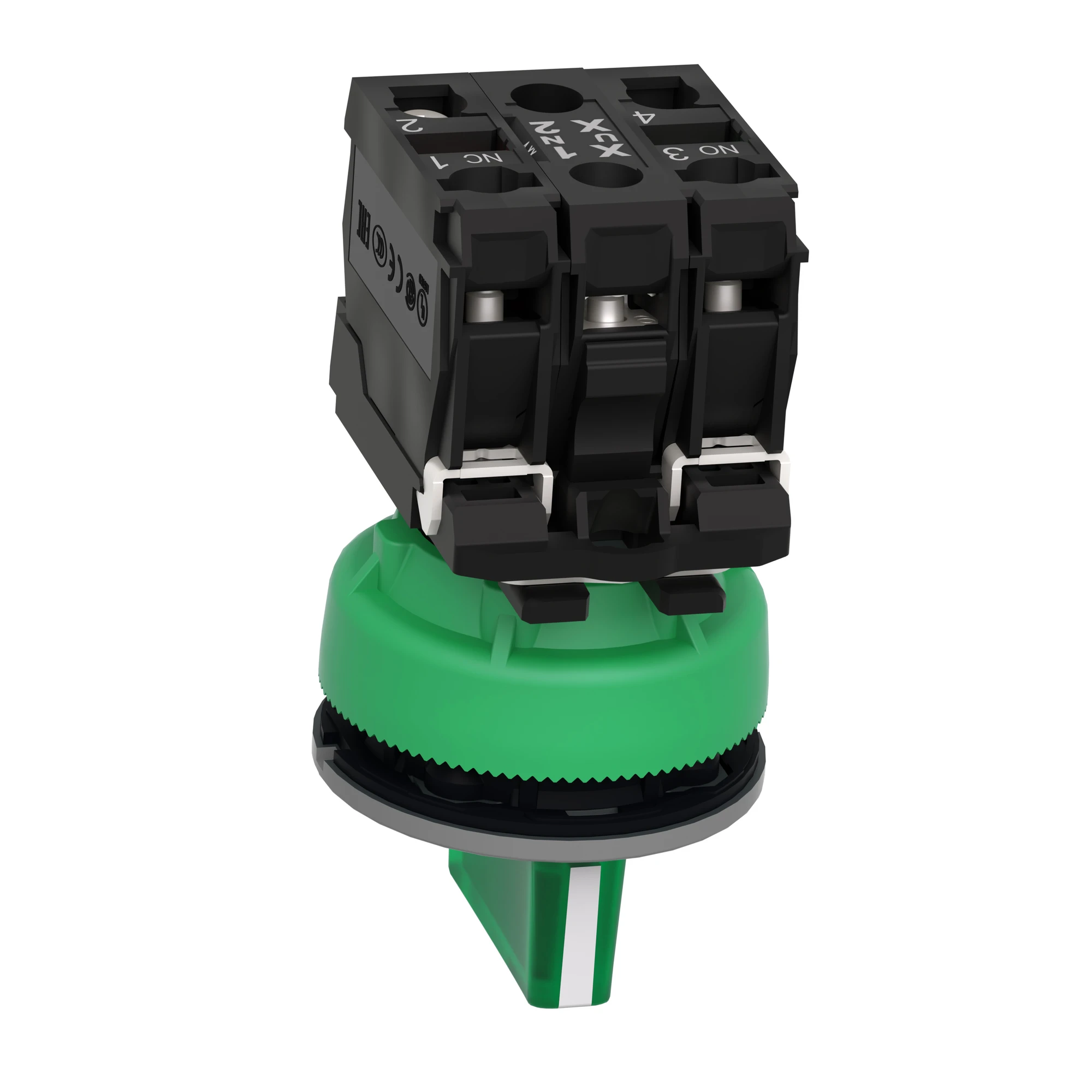 Schneider Electric XB5FK133B5C0 Illuminated Selector Switch, Harmony XB5F, Plastic, Light Grey, Green, 30mm, Universal LED, 3 Positions, 1NC + 1NO, 24V ACDC (img_007)