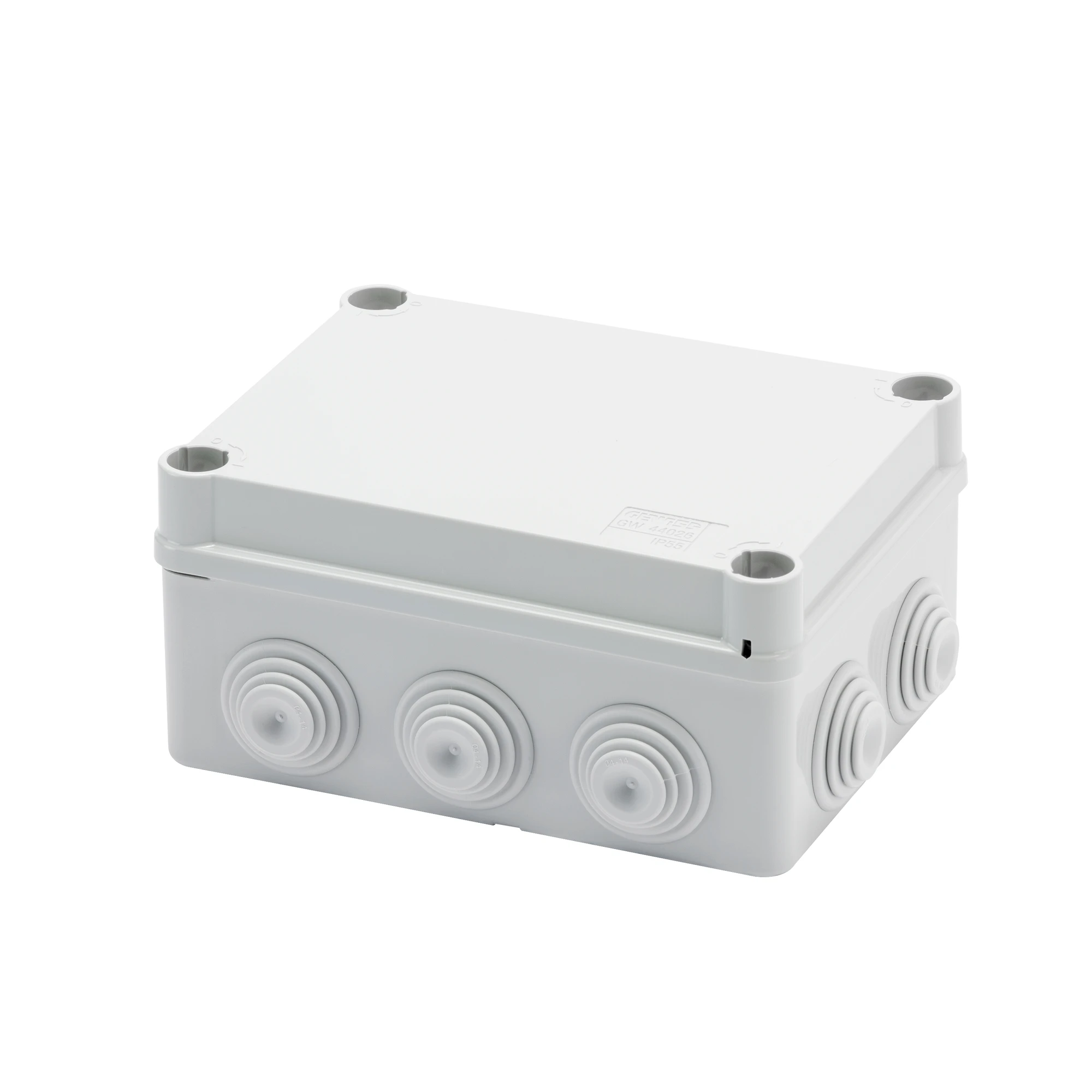 GEWISS GW44056 JUNCTION BOX WITH PLAIN QUICK FIXING LID - IP55 - INTERNAL DIMENSIONS 150X110X70 - WALLS WITH CABLE GLANDS - GWT960ºC - GREY RAL 7035 (img_001)