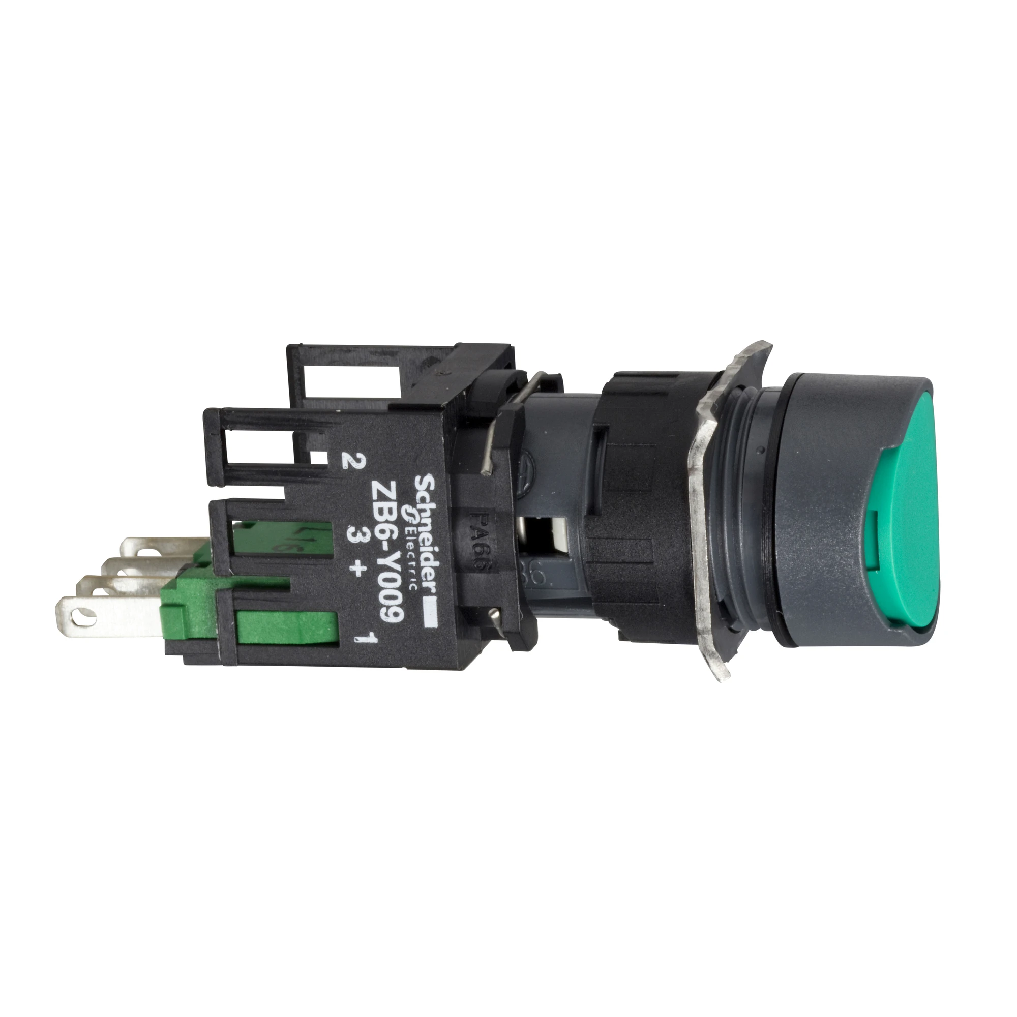 Schneider Electric XB6AA35B Push Button, green Ø 16, flat, without latching, 1NO+1NC (img_001)