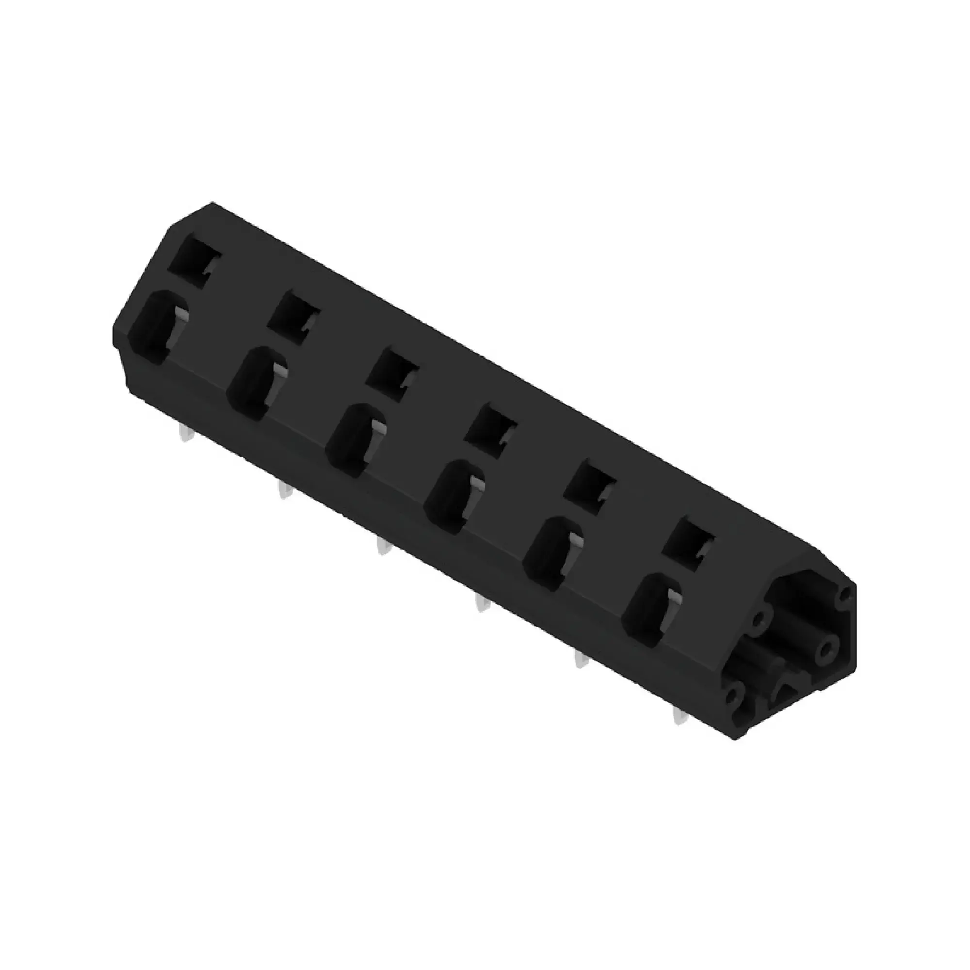 Weidmüller 1953160000 PCB terminal, 1000 V, 24 A, Pitch in mm: 10.00, 2.5 mm², Number of poles: 6, Tension-clamp connection, THT solder connection, 135°, Box (img_001)