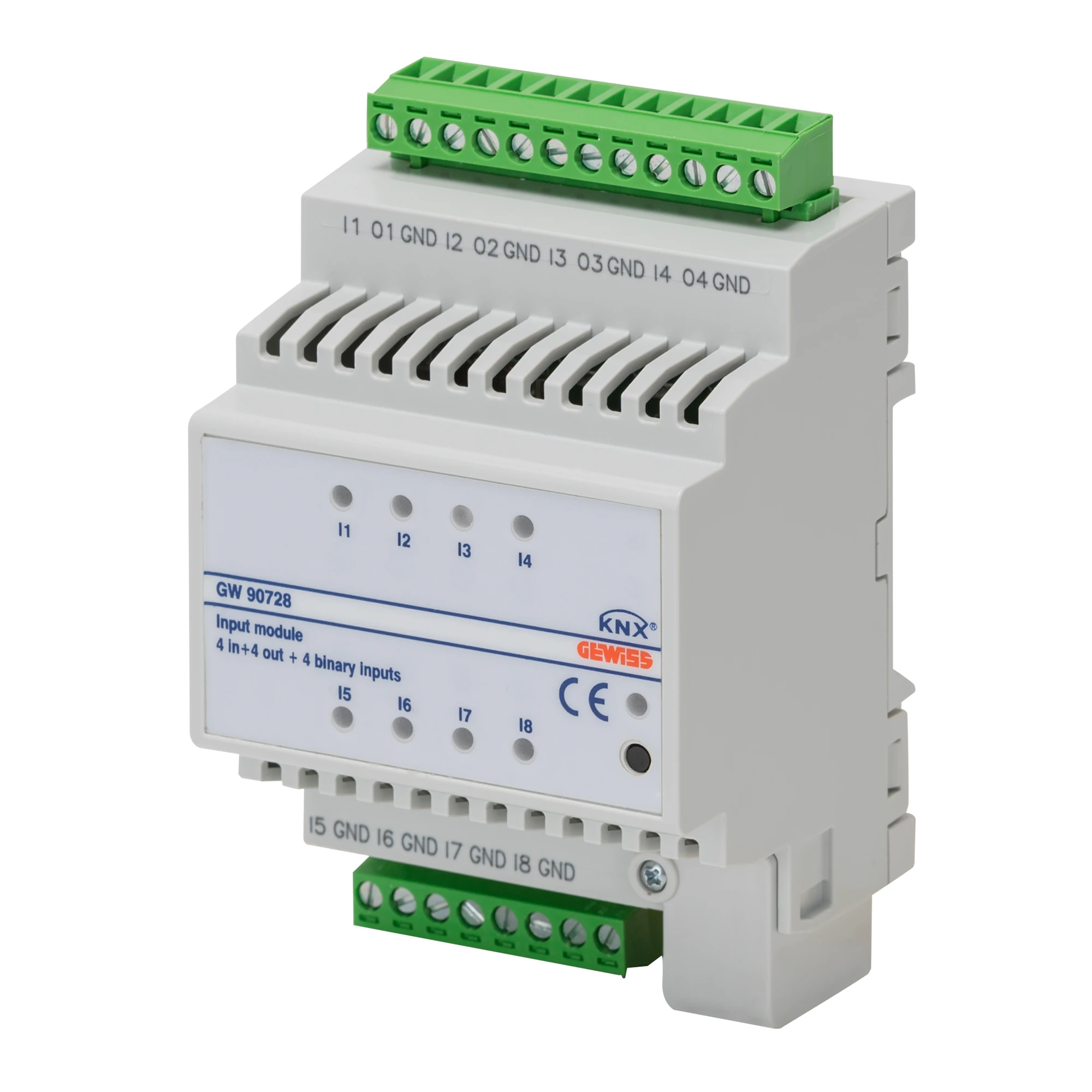 GEWISS GW90728 8-CHANNEL (4 DIGITAL + 4 UNIVERSAL) INPUT MODULE - KNX - IP20 - 4 MODULES - DIN RAIL MOUNTING (img_001)