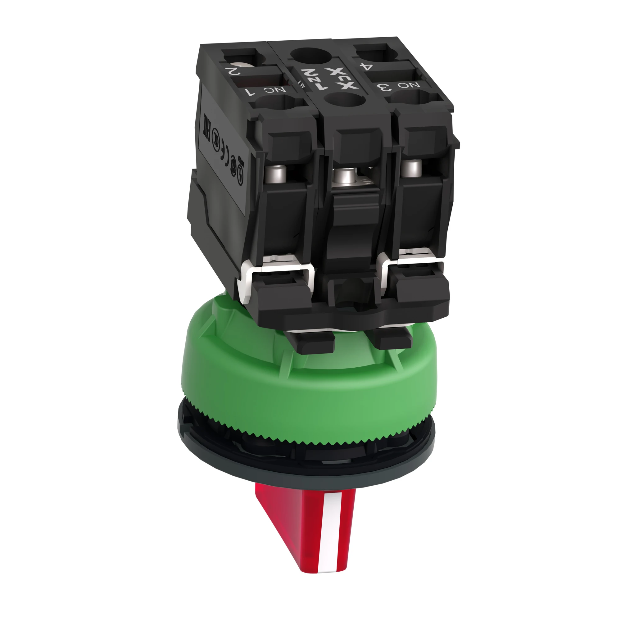 Schneider Electric XB5FK134M5 Illuminated Selector Switch, Harmony XB5F, Plastic, Red, 30mm, Universal LED, 3 Positions, 1NO + 1NC, 230-240V AC (img_008)