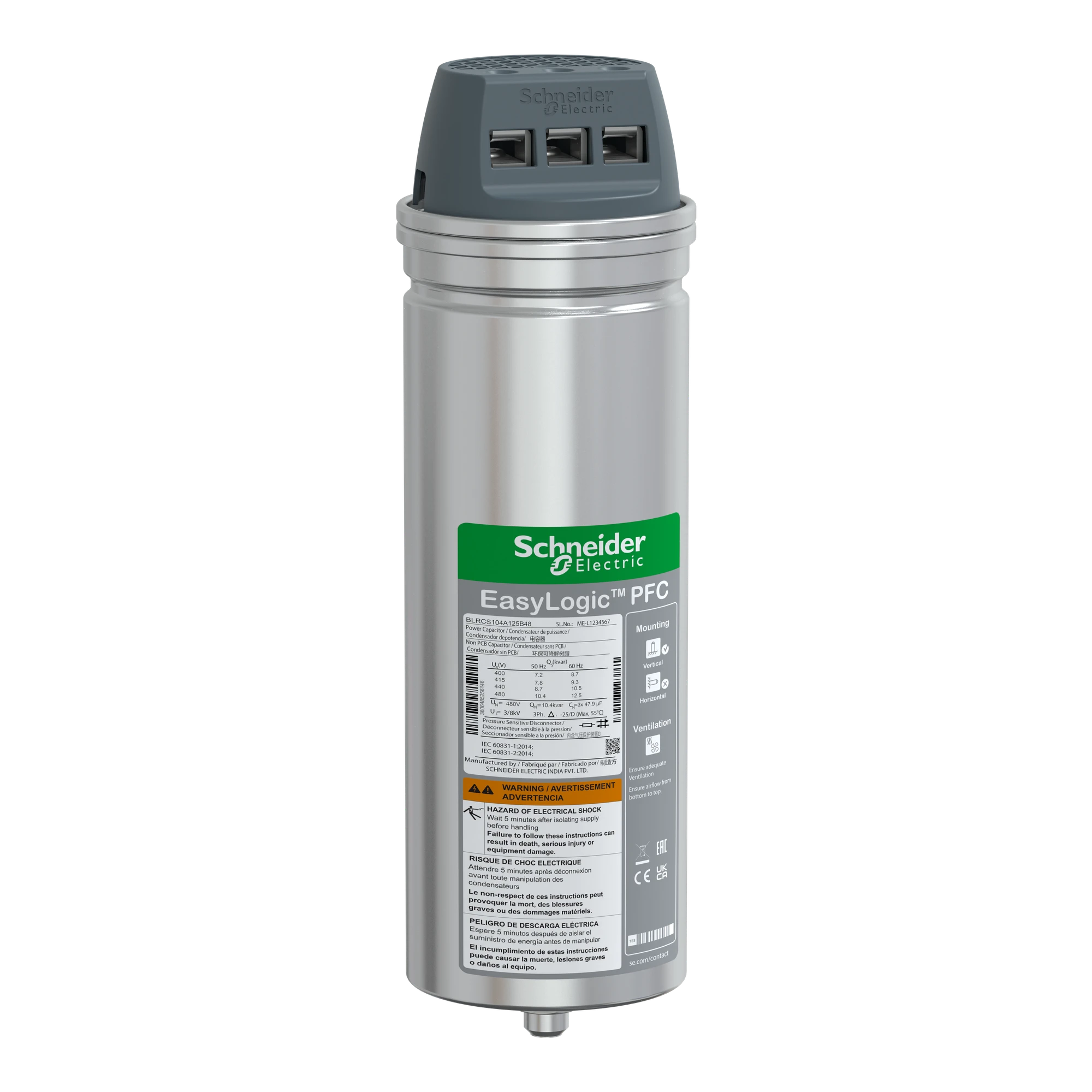 Schneider Electric BLRCS104A125B48 VarplusCan HDuty Capacitor, 10.4/12.5 kvar, 480V, 50/60Hz (img_001) Schneider Electric BLRCS104A125B48 VarplusCan HDuty Capacitor, 10.4/12.5 kvar, 480V, 50/60Hz (img_001)