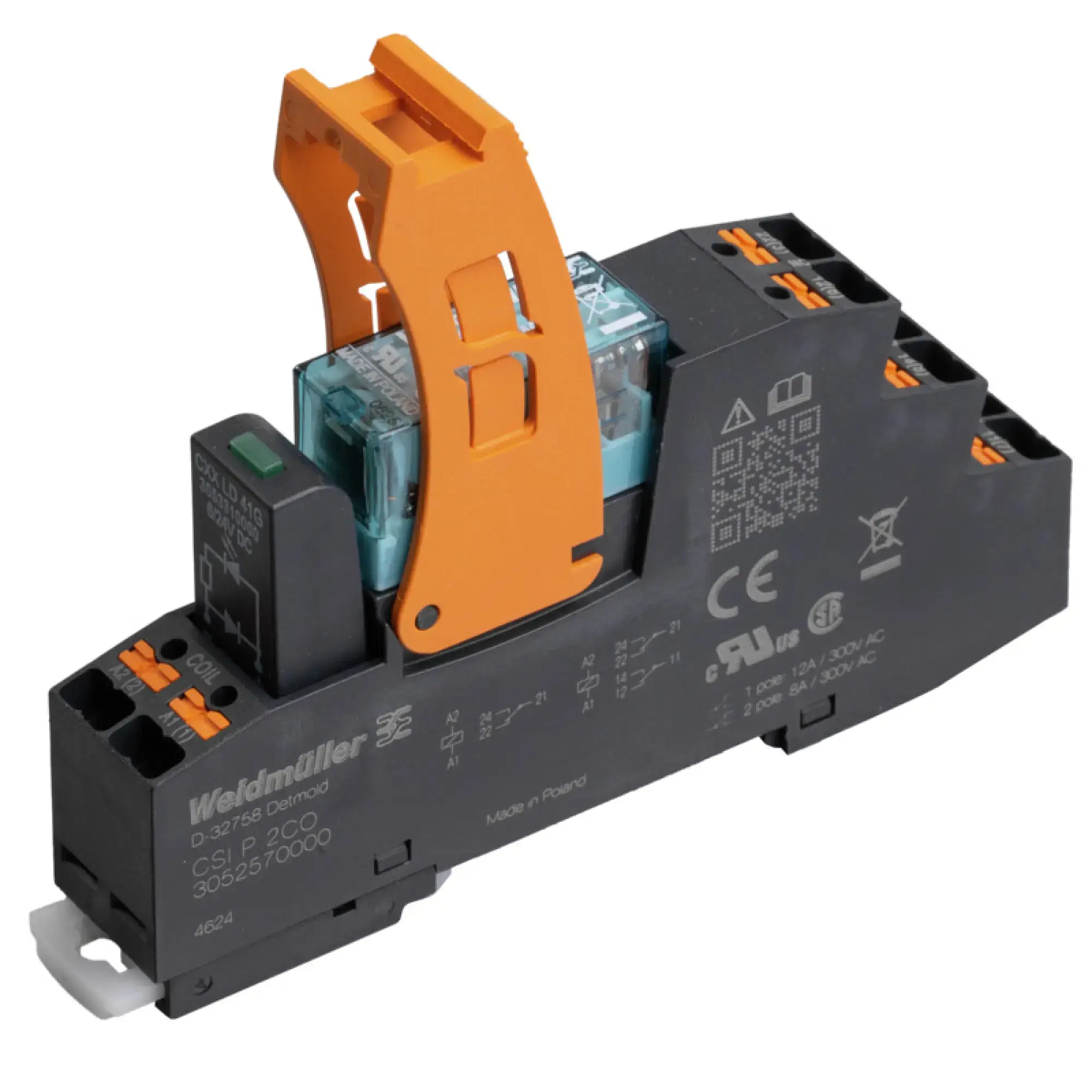 Weidmüller 3137380000 Relay module, 24 V DC +10 % / -20 %, Green LED, 2 CO contact (AgNi) , 250 V AC, 8 A, PUSH IN CRIKIT P 24VDC 2CO L/D (img_001)