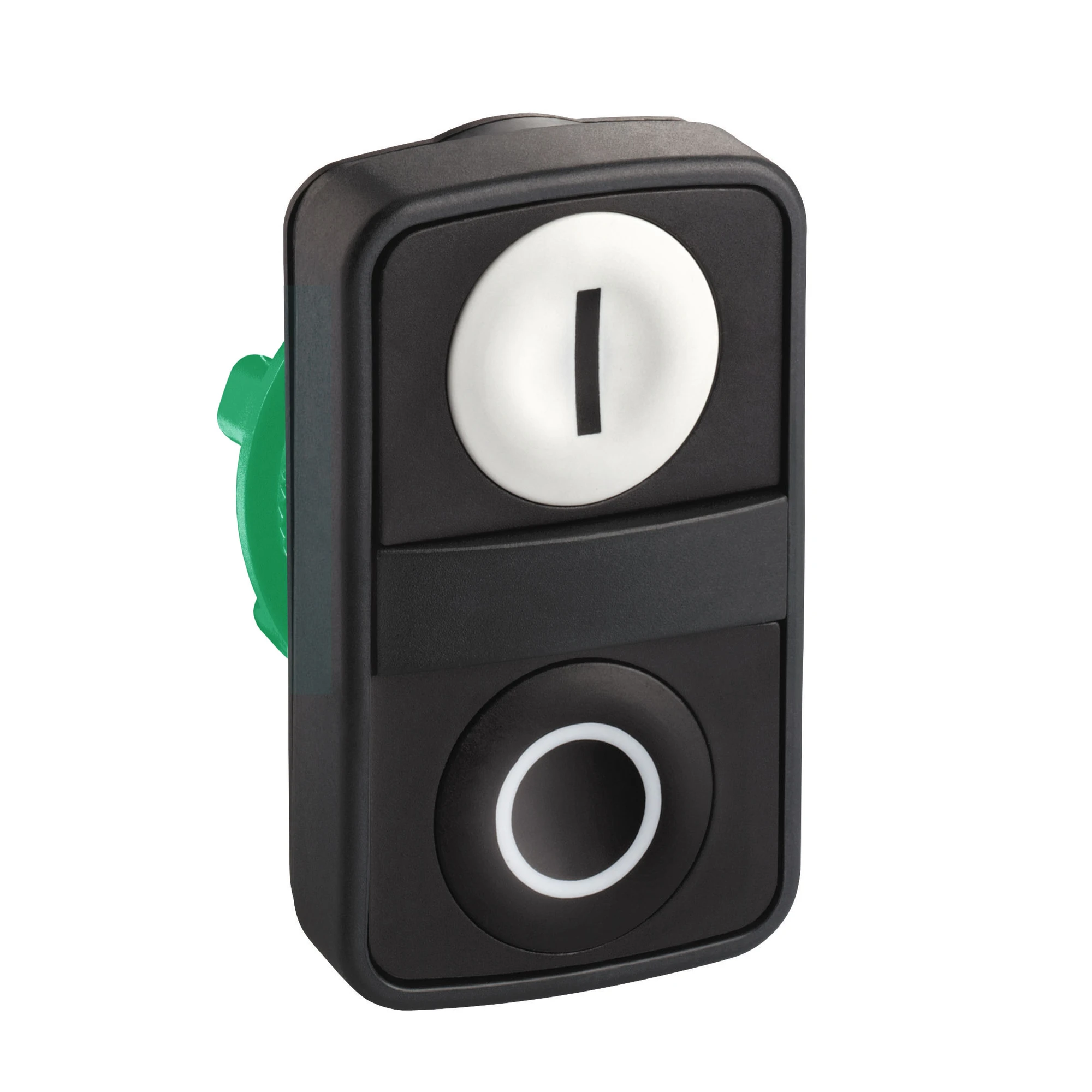 Schneider Electric ZB5AA7121 Double push-button, front element, Harmony XB5, plastic, 22mm, black, white, labeled I/O, momentary (img_001) Schneider Electric ZB5AA7121 Double push-button, front element, Harmony XB5, plastic, 22mm, black, white, labeled I/O, momentary (img_001)