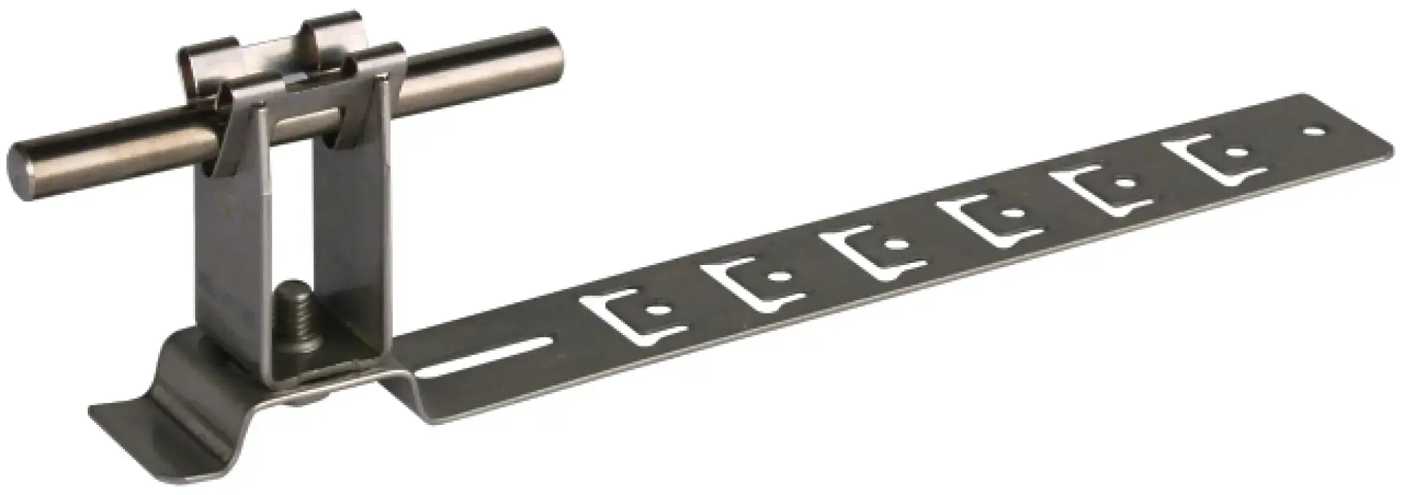 Dehn 206309 Roof conductor holder UNIgrip StSt H 32mm f. Rd 8mm embossed brace L 205mm (img_001)