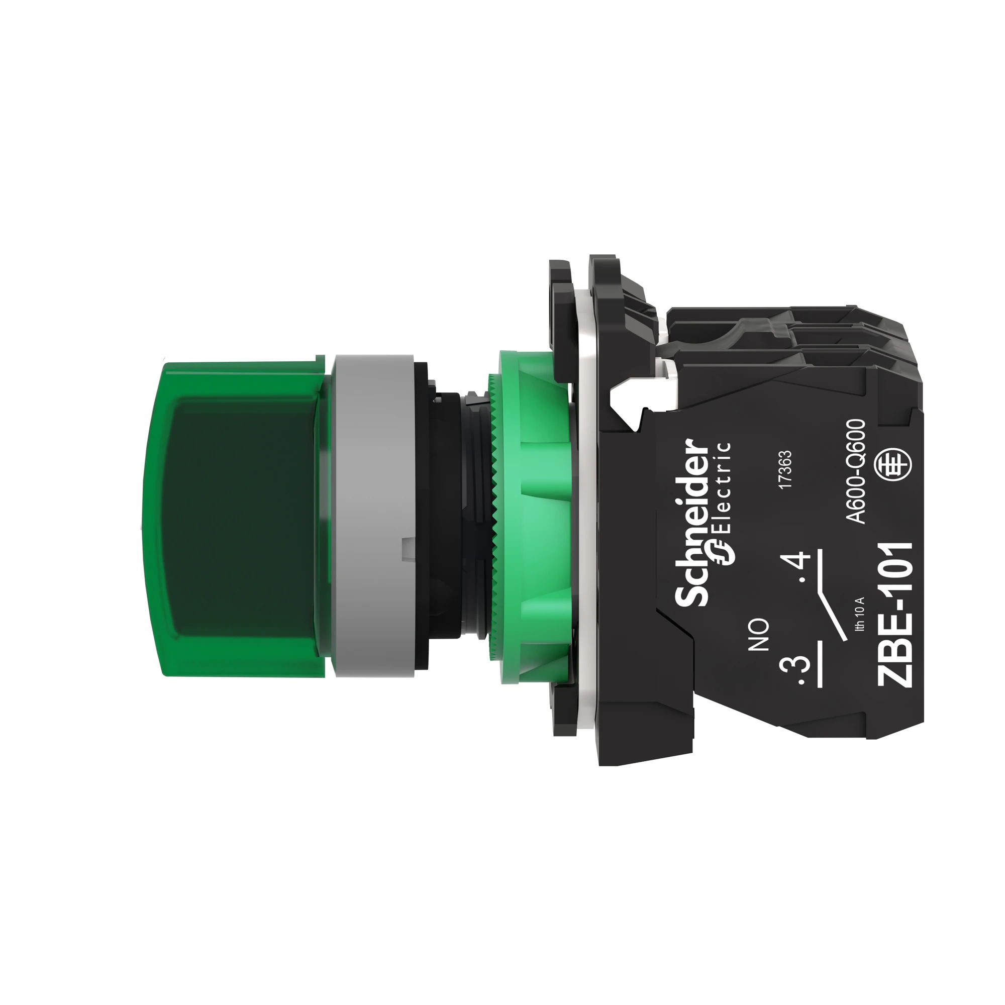 Schneider Electric XB5AK133B5C0 Illuminated Selector Switch, Harmony XB5, Plastic, Light Grey, Green, 22mm, Universal LED, 3 Positions, 1NO+1NC, 24V ACDC (img_005)