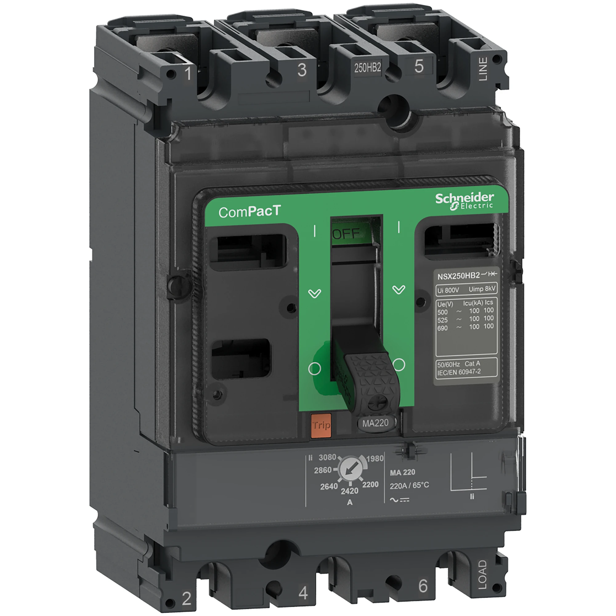 Schneider Electric C16F3MA150 Compact power circuit breaker ComPacT NSX160F with MA150 3P3D 150A 36kA/415V AC (img_001)