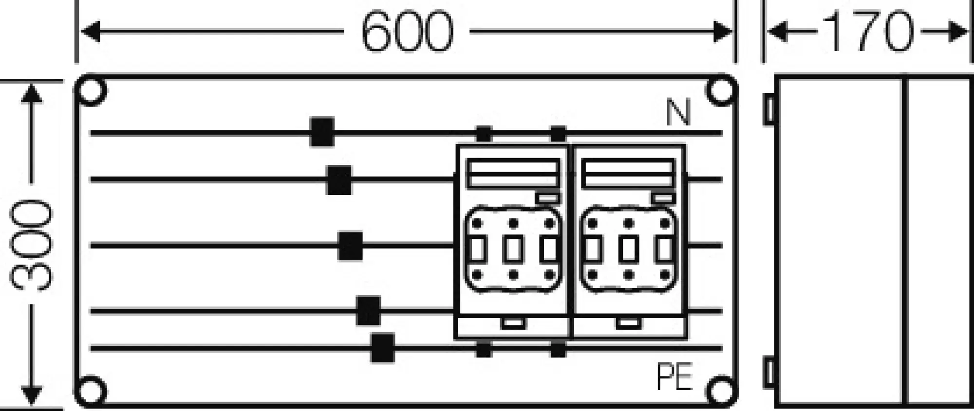 Hensel 2000739 Mi-NH-Sicherungslasttrennschaltergehäuse , 2x3xNH00,a. Sammels., 630A, 5polig Mi 6428 (img_003)