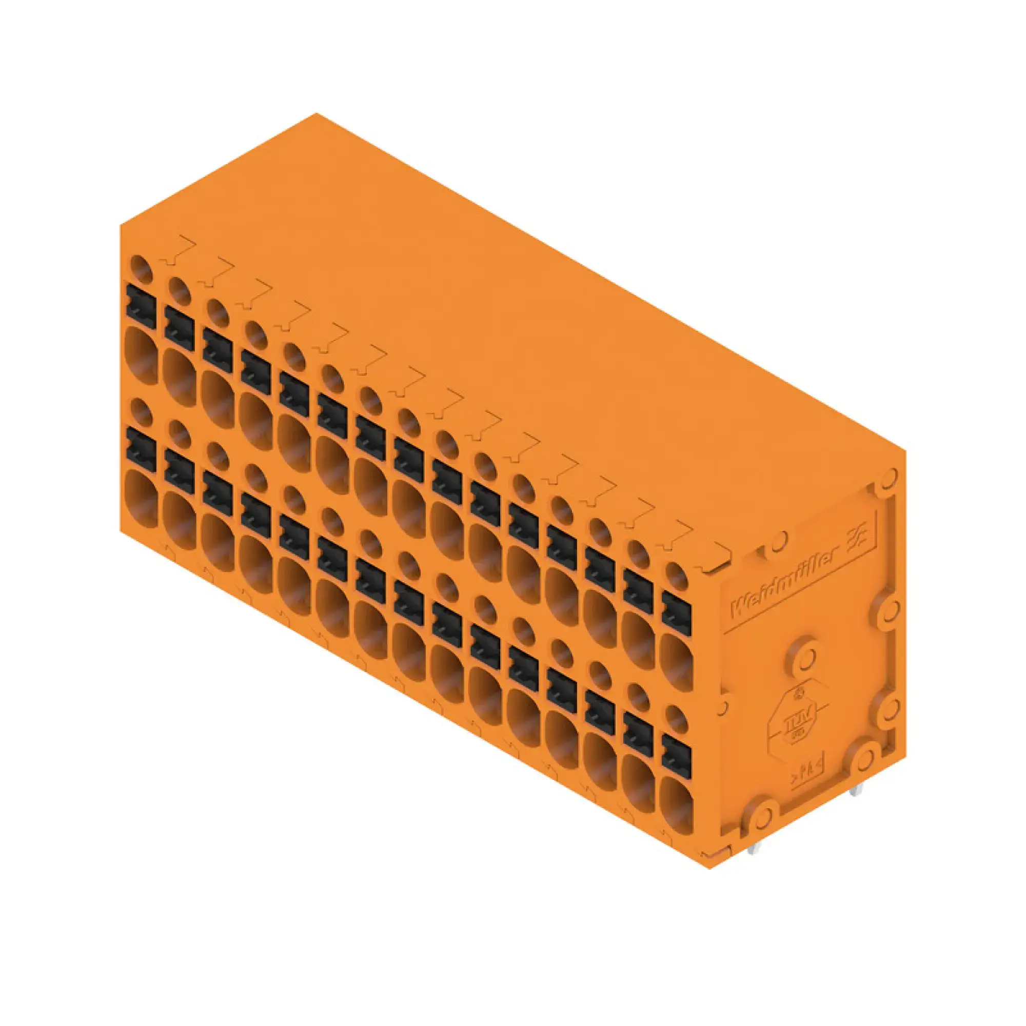Weidmüller 2001070000 PCB terminal, 200 V, 17.5 A, Pitch in mm: 3.50, 1.5 mm², Number of poles: 30, PUSH IN with actuator, THT solder connection, 90°, Box (img_001)