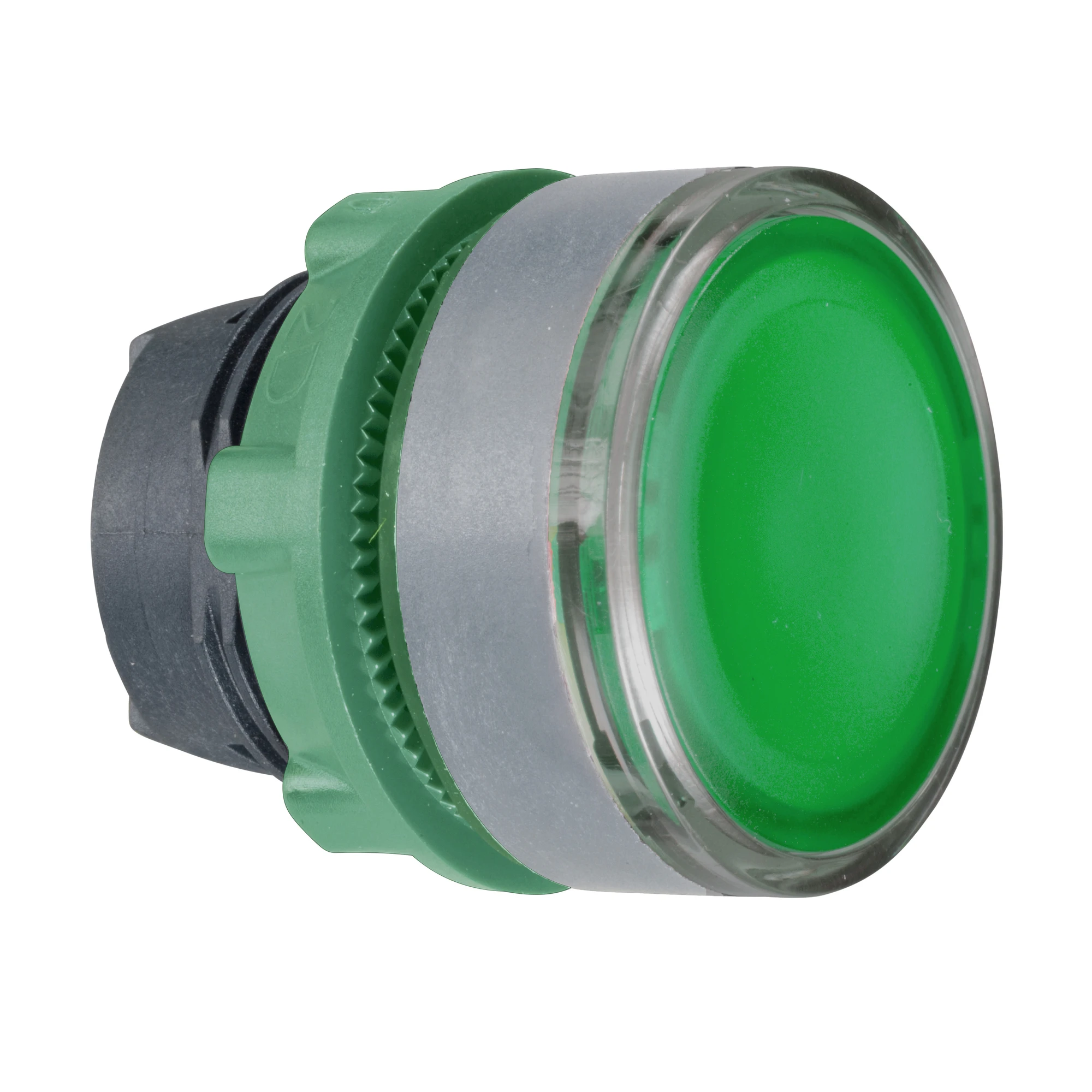 Schneider Electric ZB5AH03C0 Pushbutton, front element, Harmony XB5, plastic, 22mm, light grey, green, unlabelled, latching (img_001)
