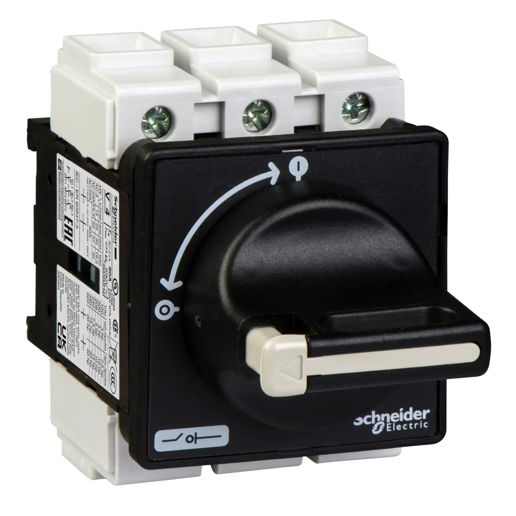 Schneider Electric VBF4 Main switch, 4-hole mounting, 3p, 690V, 80A, lockable black handle (img_002)