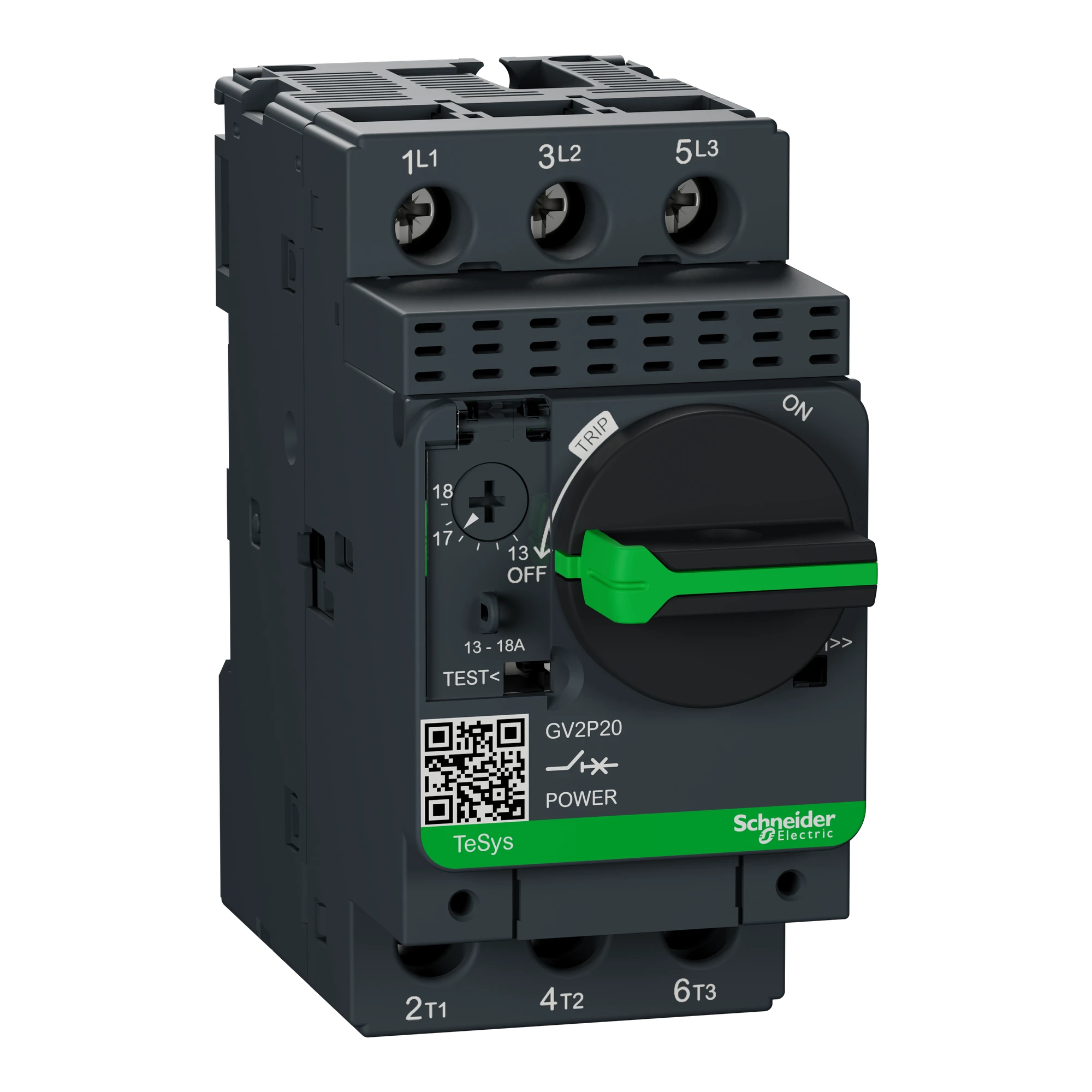 Schneider Electric GV2P20 Motor Protection Circuit Breaker, 3p, 13-18A, Rotary Drive, Screw Connection (img_001)