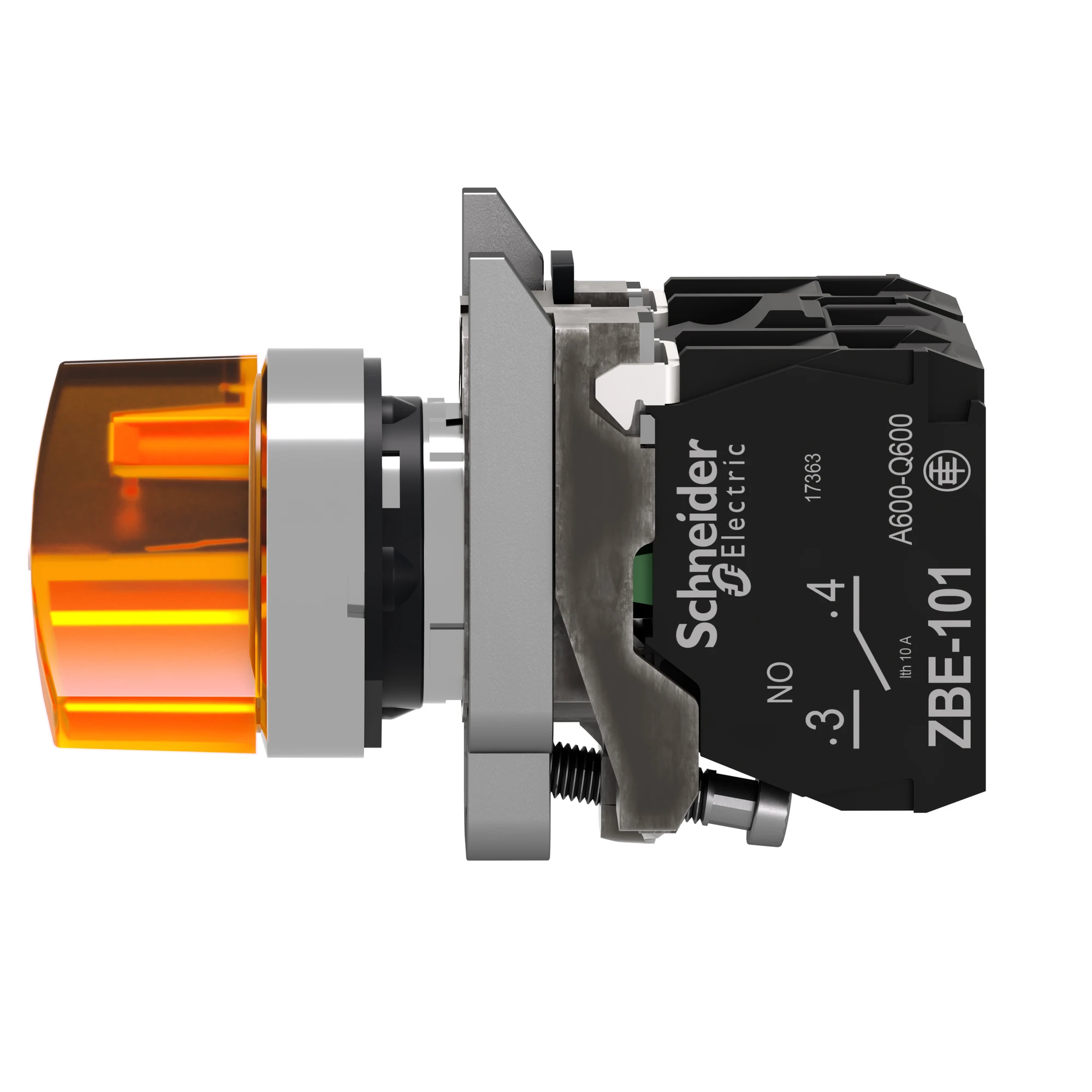 Schneider Electric XB4BK125M5 Illuminated selector switch, Harmony XB4, metal, 22mm, orange, universal LED, 2 positions, 1NC+1NO, 230-240V AC (img_008)