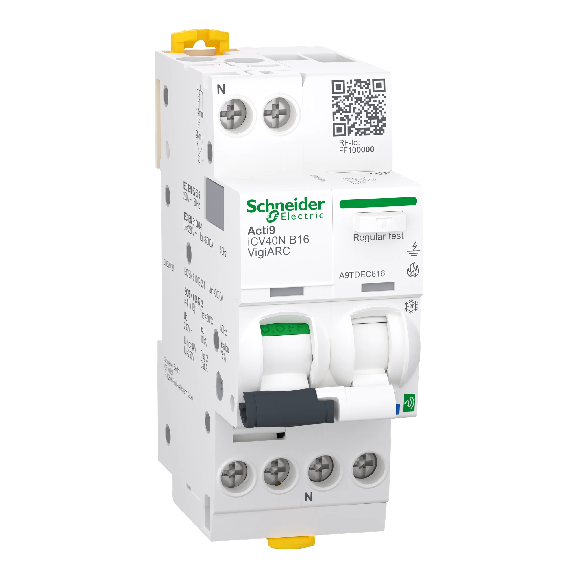 Schneider Electric A9TDEC616 Acti9 iCV40N VigiARC Active, AFDD + RCD/CB + Com., 1P+N, 16A, B, 30mA, A-SI, 6kA (img_001) Schneider Electric A9TDEC616 Acti9 iCV40N VigiARC Active, AFDD + RCD/CB + Com., 1P+N, 16A, B, 30mA, A-SI, 6kA (img_001)