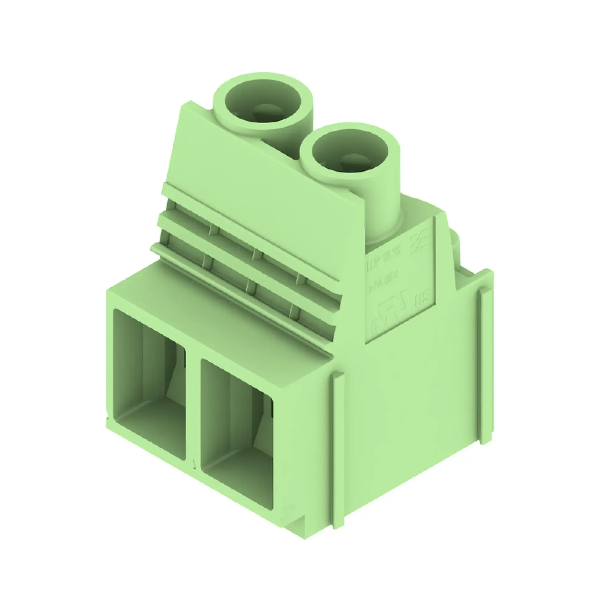 Weidmüller 1538030000 PCB terminal, 1000 V, 76 A, Pitch in mm: 10.16, 16 mm², Number of poles: 2, Clamping yoke connection, THT solder connection, 90°, Box (img_001)