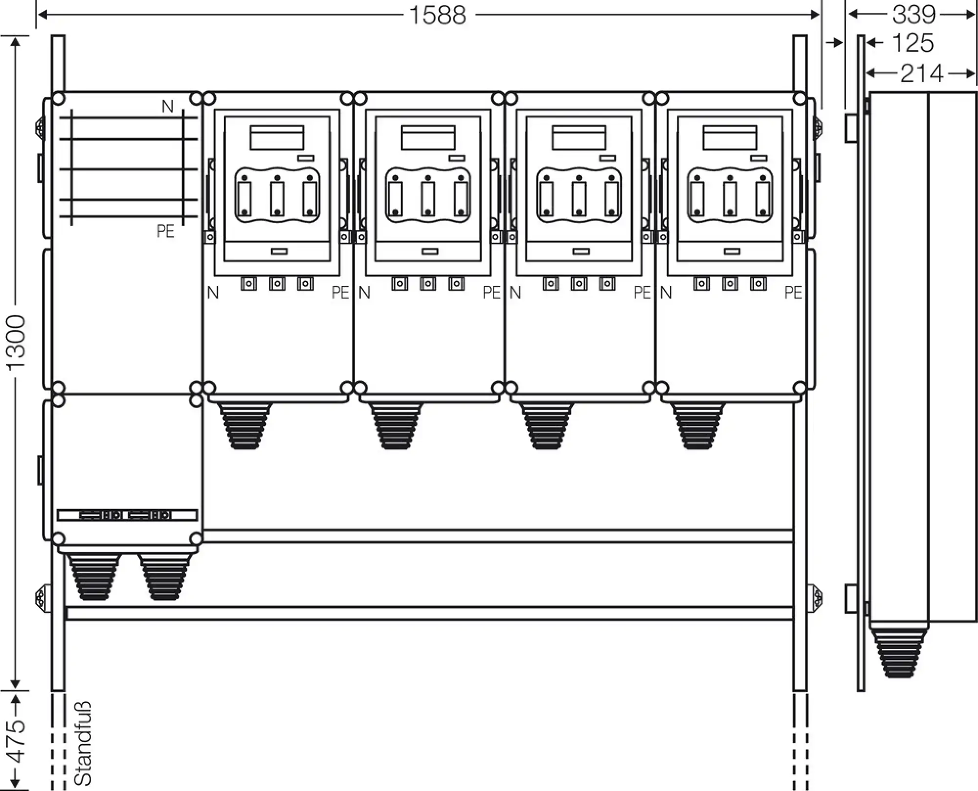 Hensel 65000163 Ladeverteiler für bis zu 4 Abgänge à 140kW Mi EV 140kW 4000 (img_003)