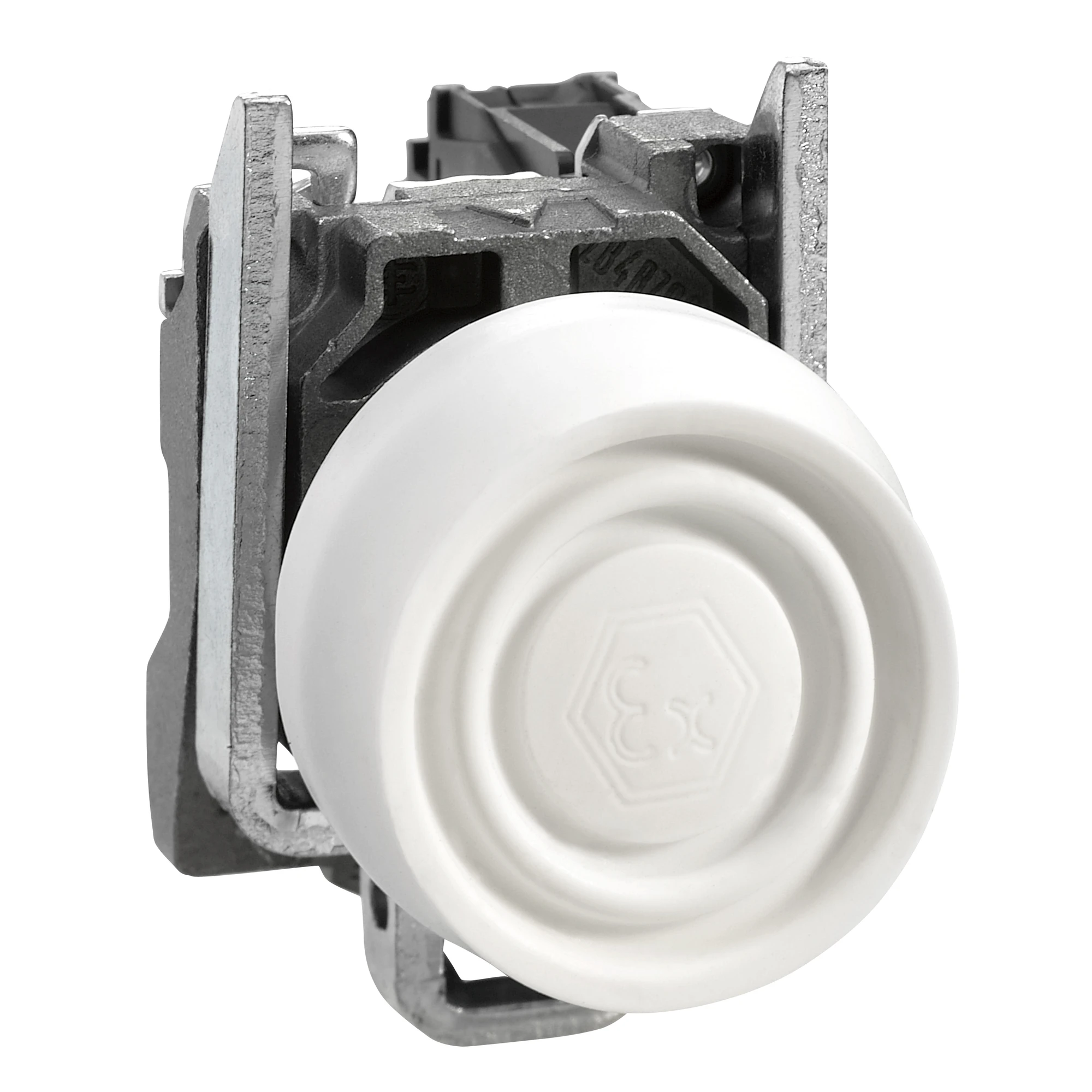Schneider Electric XB4BPS11EX Push Button, Harmony XB4, Metal, 22mm, White, Momentary, with Protective Cover, 1S, ATEX (img_001)