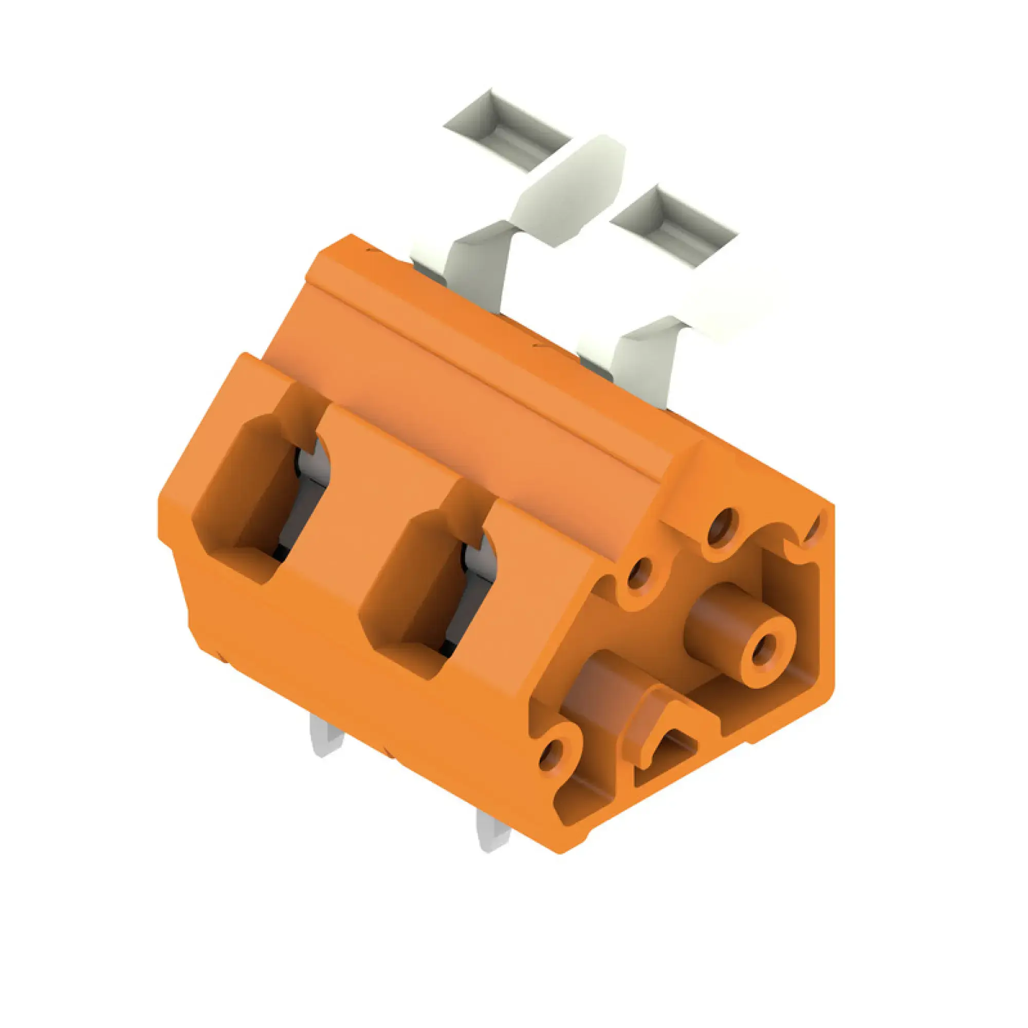 Weidmüller 1953010000 PCB terminal, 800 V, 24 A, Pitch in mm: 7.50, 2.5 mm², Number of poles: 2, Tension clamp connection with actuator, THT solder connection, 135°, Box (img_001)