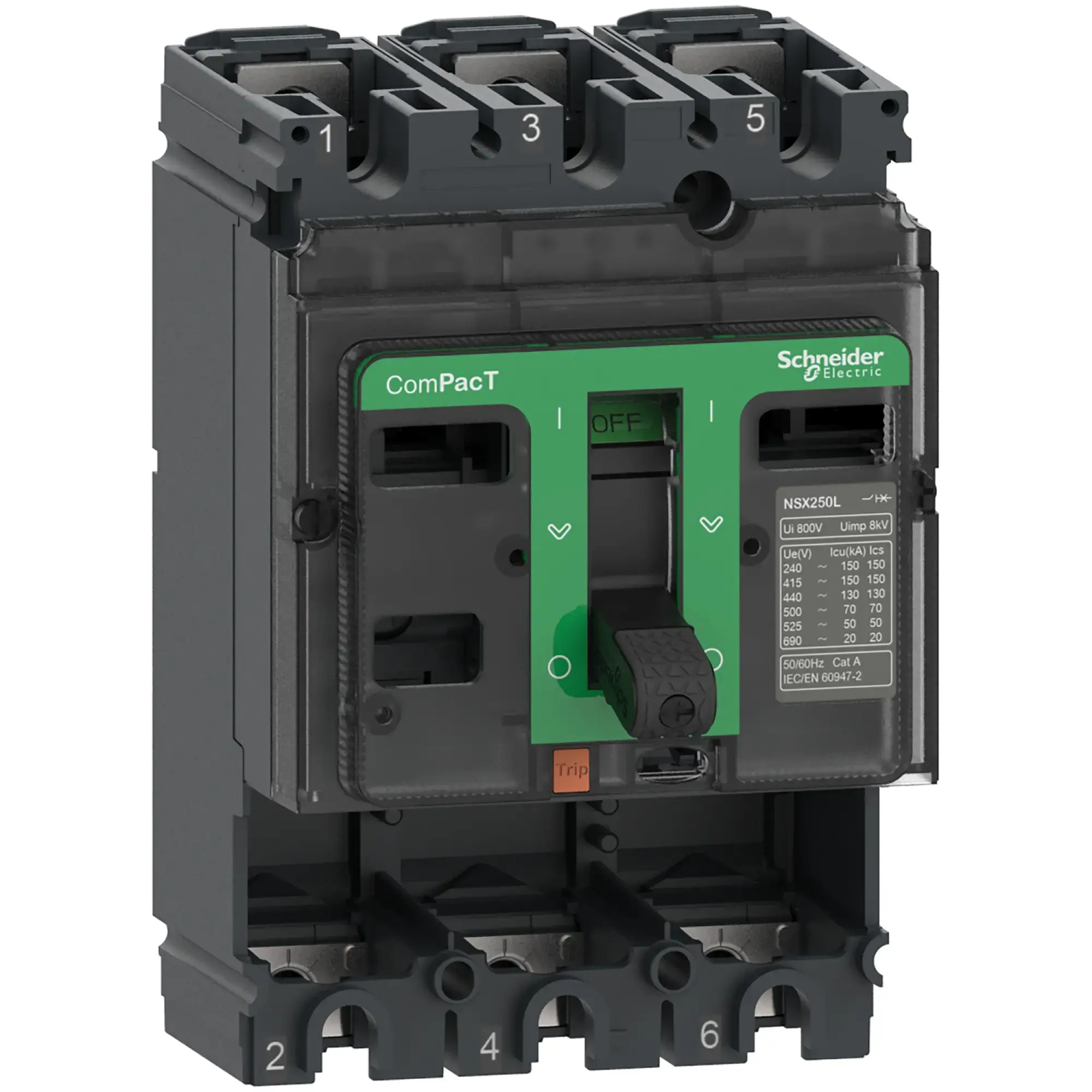 Schneider Electric C16F3 Compact Circuit Breaker ComPacT NSX160F Basic Switch 3P 160A 36kA/415V AC, without release unit (img_002)