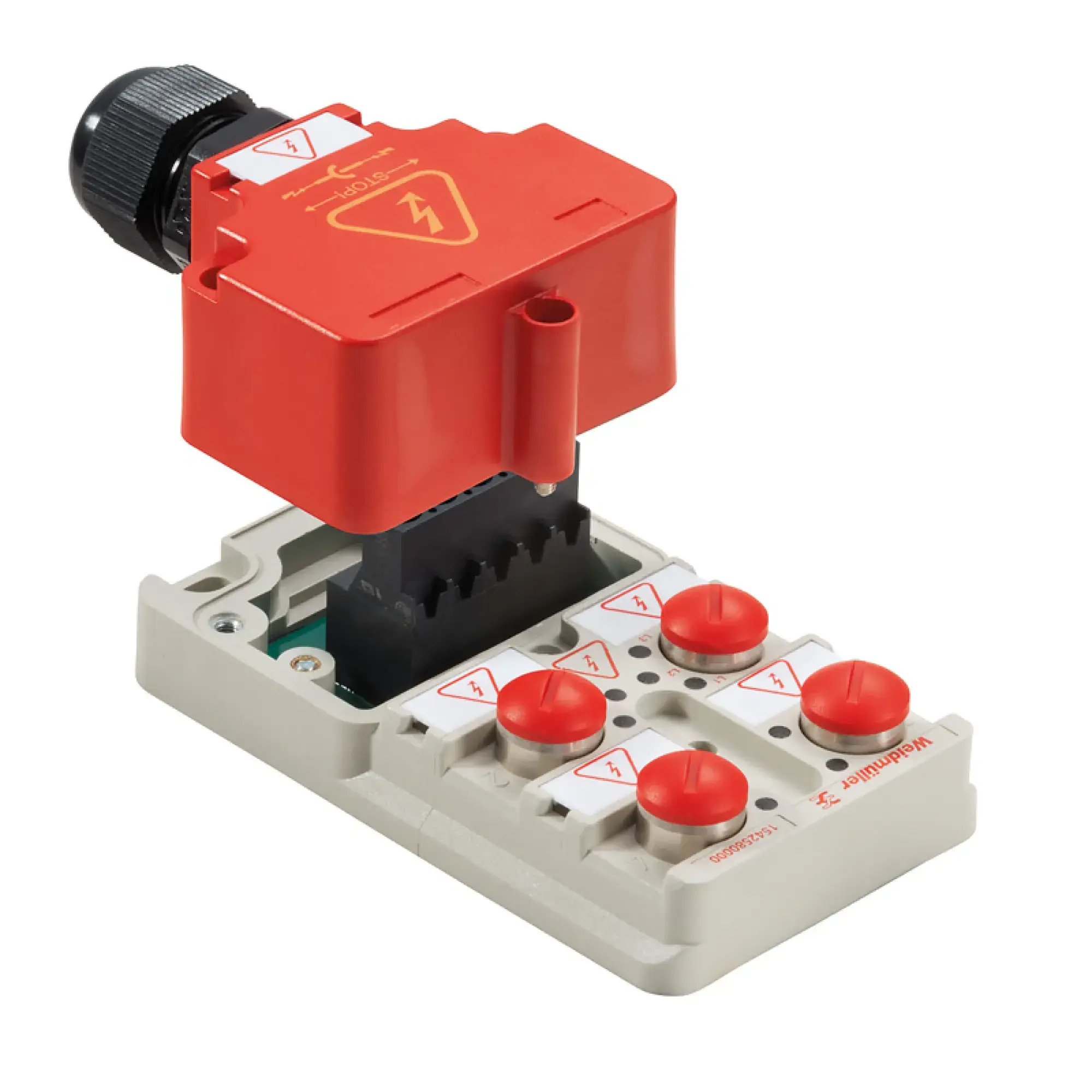 Weidmüller 1542580000 Sensor-actuator passive distributor (without cable), Hood version, M12, 400 V, S-coded, LED: Yes (img_001) Weidmüller 1542580000 Sensor-actuator passive distributor (without cable), Hood version, M12, 400 V, S-coded, LED: Yes (img_001)