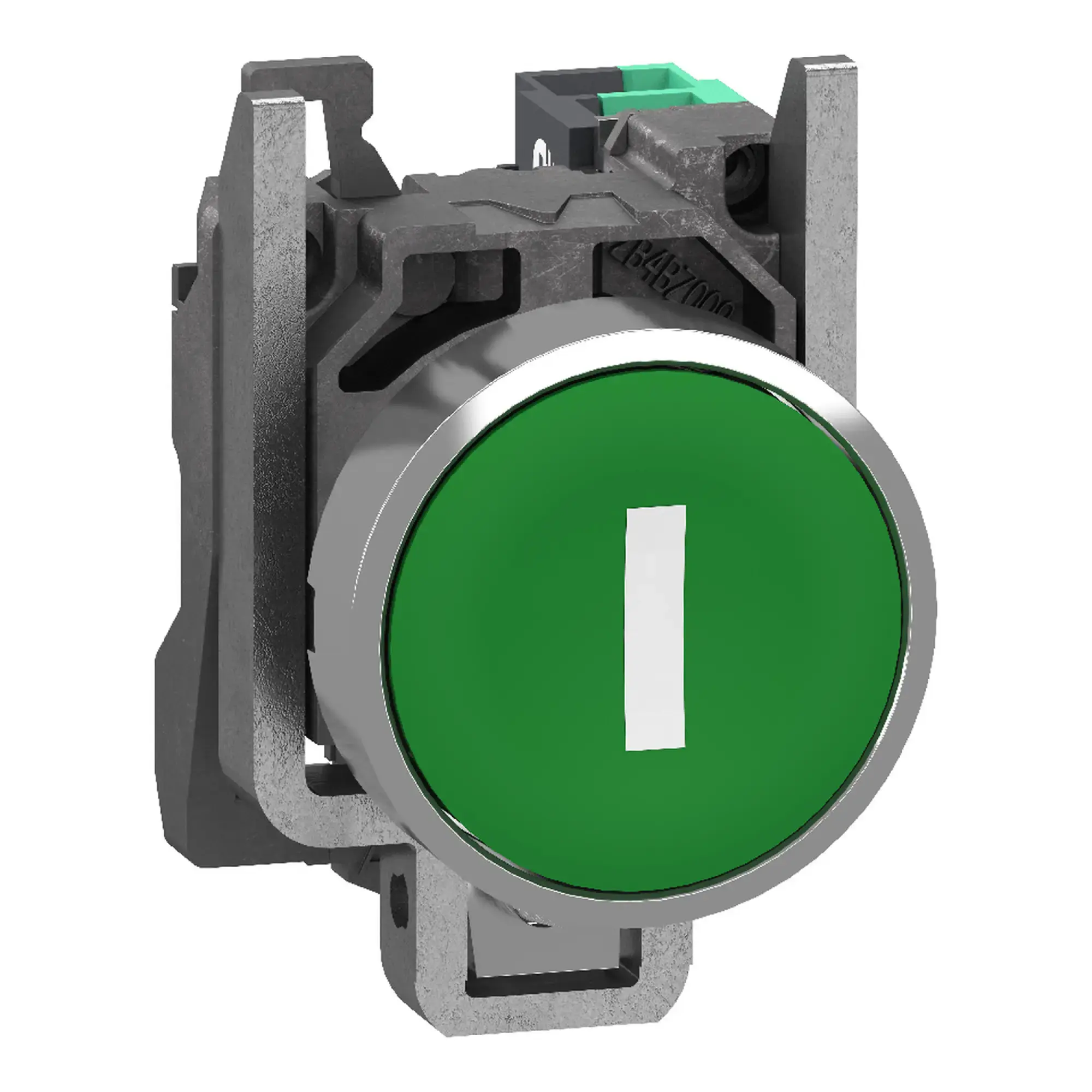 Schneider Electric XB4BA33115 Drucktaster, Harmony XB4, Metall, 22mm, grün, beschriftet I, tastend, 1S, Push-In (img_001)