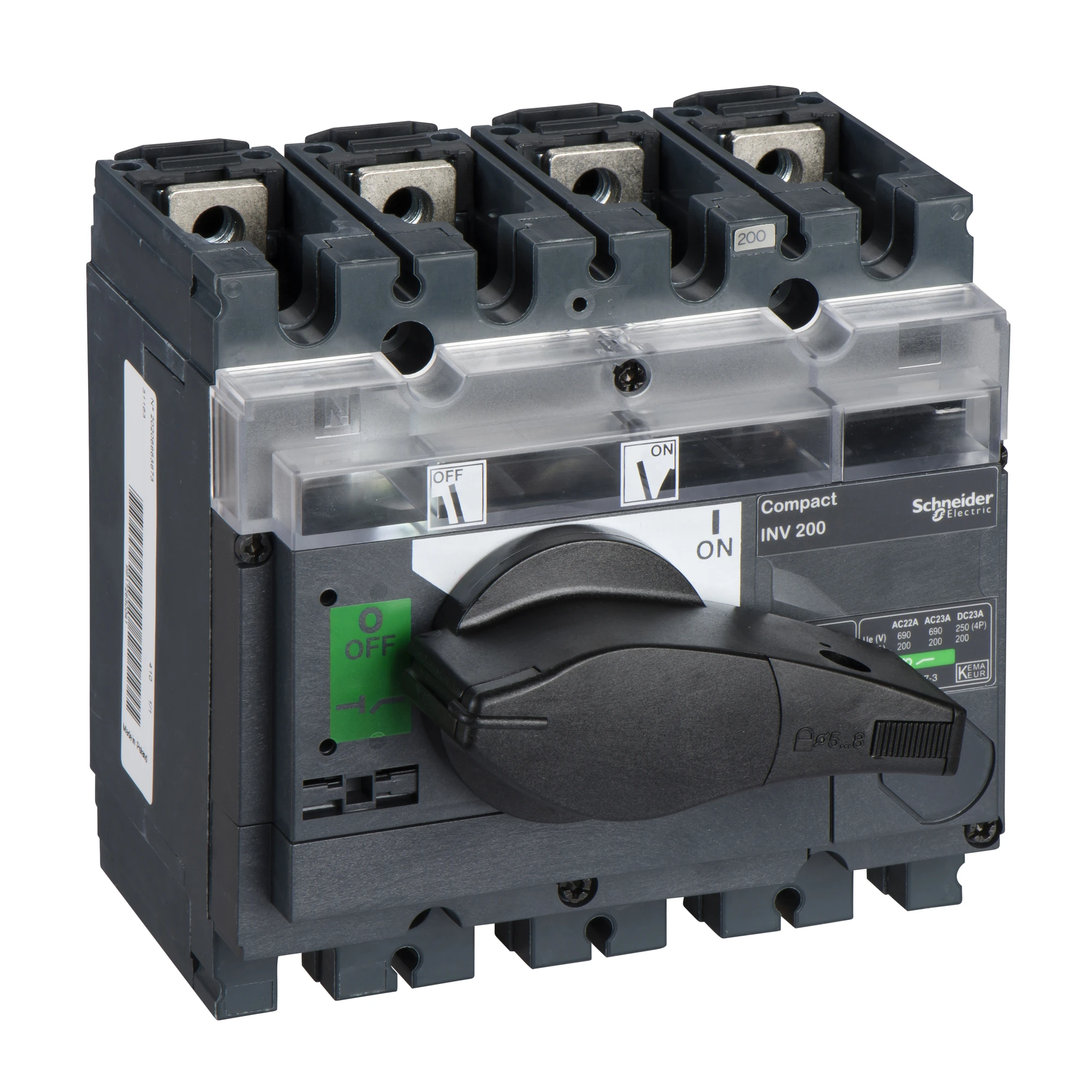 Schneider Electric 31163 Disconnect switch INV200, 4 P, 200A/690V DC/AC, Black rotary handle (img_001) Schneider Electric 31163 Disconnect switch INV200, 4 P, 200A/690V DC/AC, Black rotary handle (img_001)