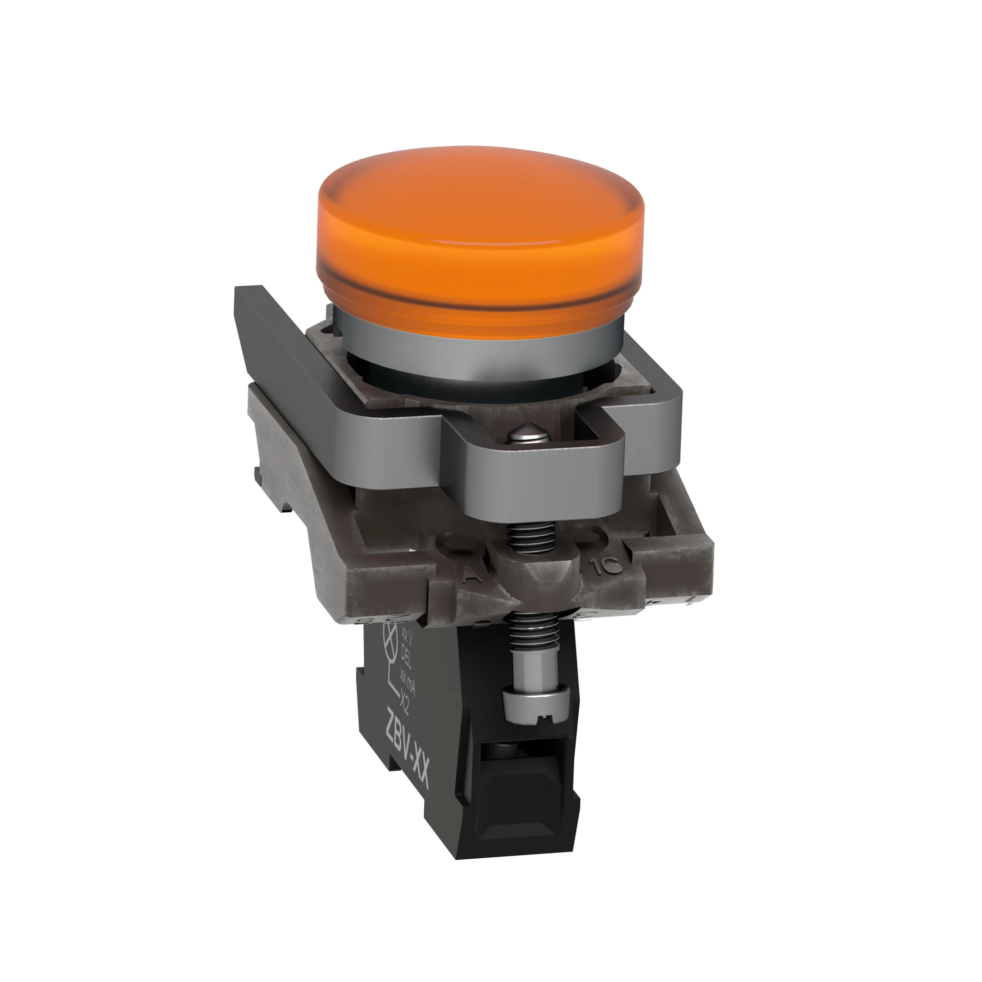 Schneider Electric XB4BVG5 Pilot light, Harmony XB4, Metal, 22mm, orange, universal LED, smooth dome, screw terminal, 110-120V AC (img_006)