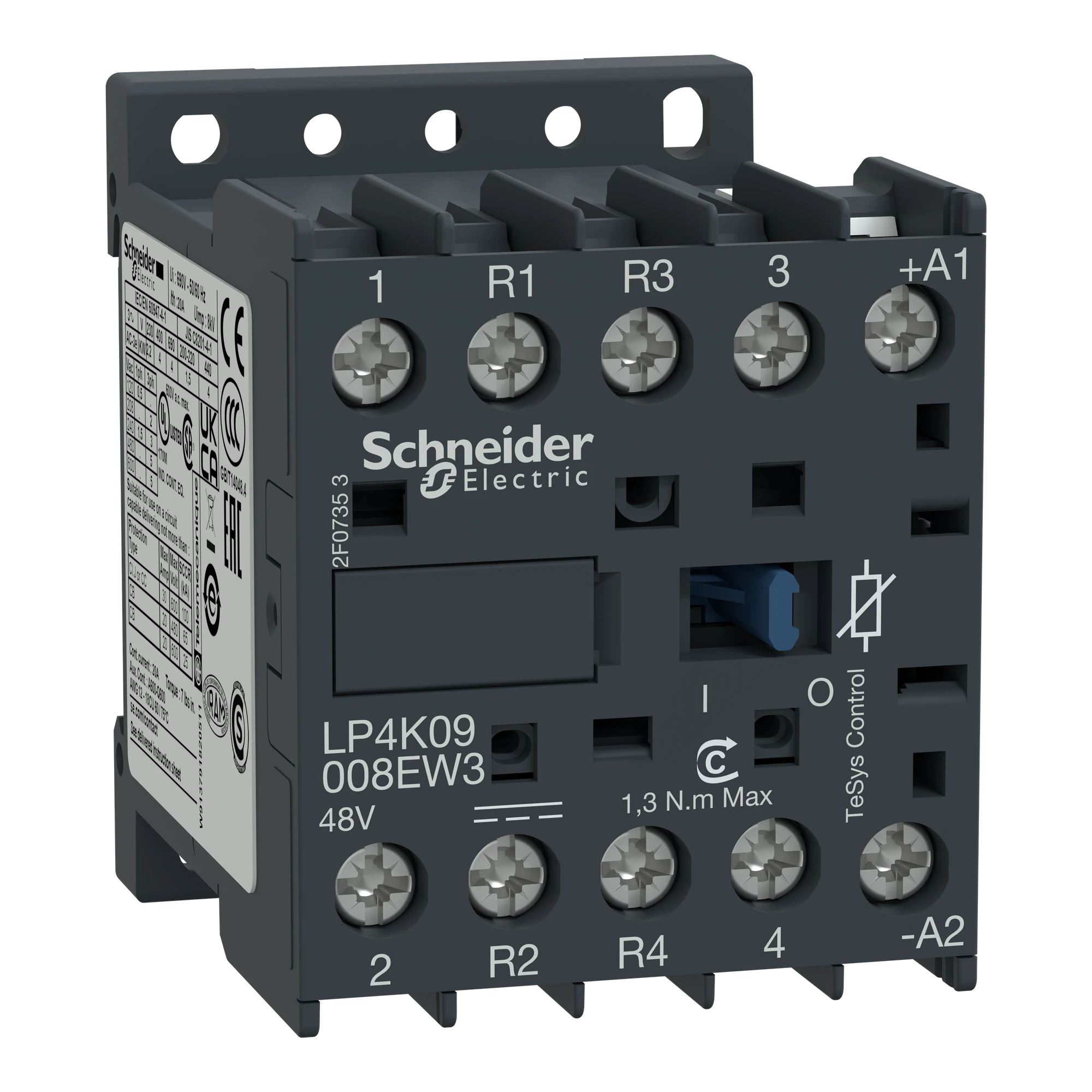 Schneider Electric LP4K09008EW3 Contactor TeSys LP4-K - 4P (2 NO + 2 NC) - AC-1 440 V 20 A - Coil 48 V DC (img_001)
