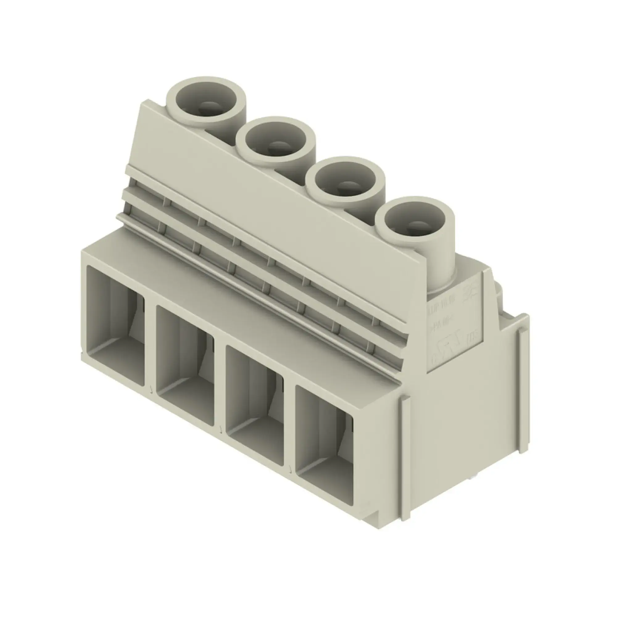 Weidmüller 2014310000 PCB terminal, 1000 V, 76 A, Pitch in mm: 10.16, 16 mm², Number of poles: 4, Clamping yoke connection, THT solder connection, 90°, Box (img_001)