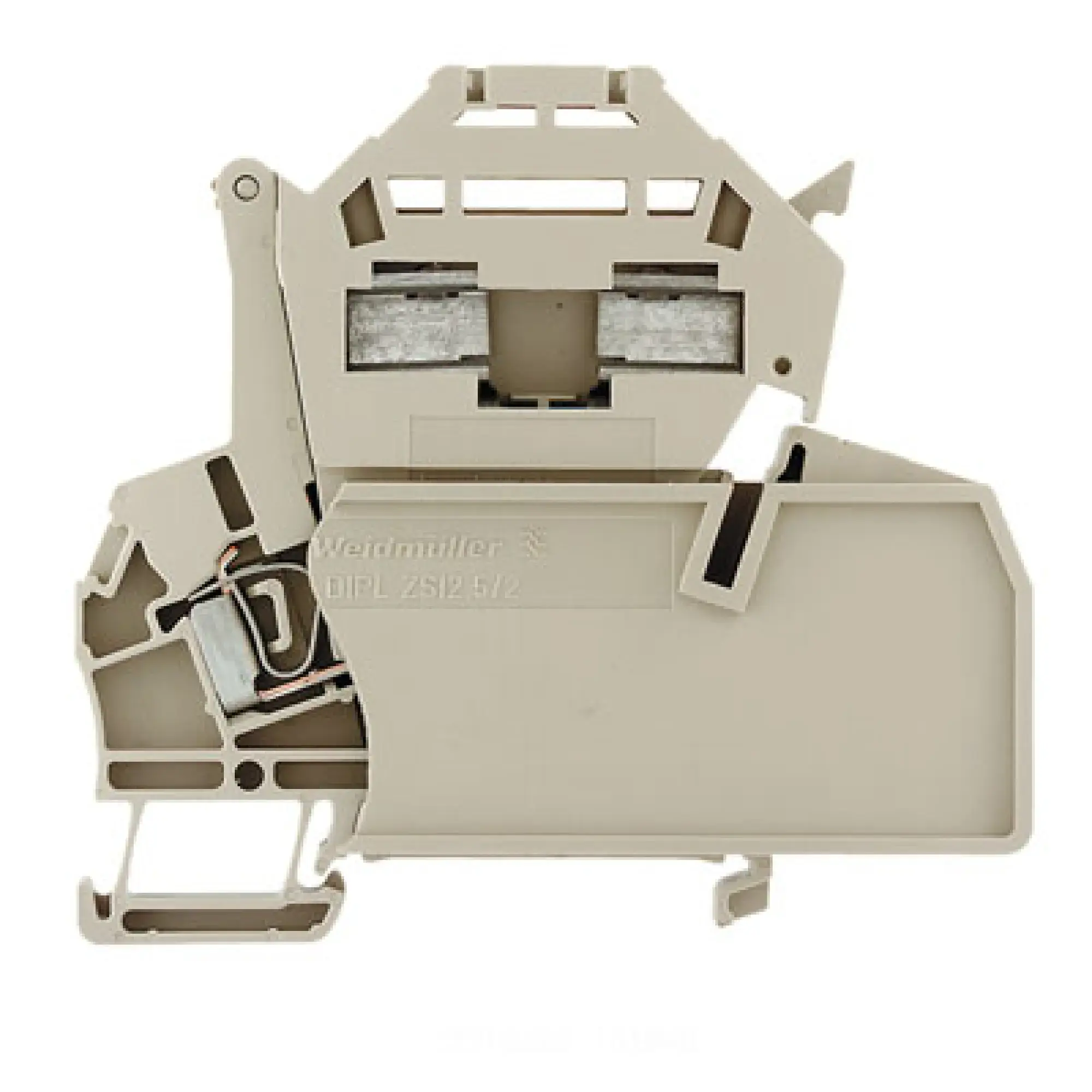 Weidmüller 1616460000 Fuse terminal, Tension-clamp connection, dark beige, 2.5 mm², 12 A, 500 V, Number of connections: 2, Number of levels: 1, TS 35 (img_001)