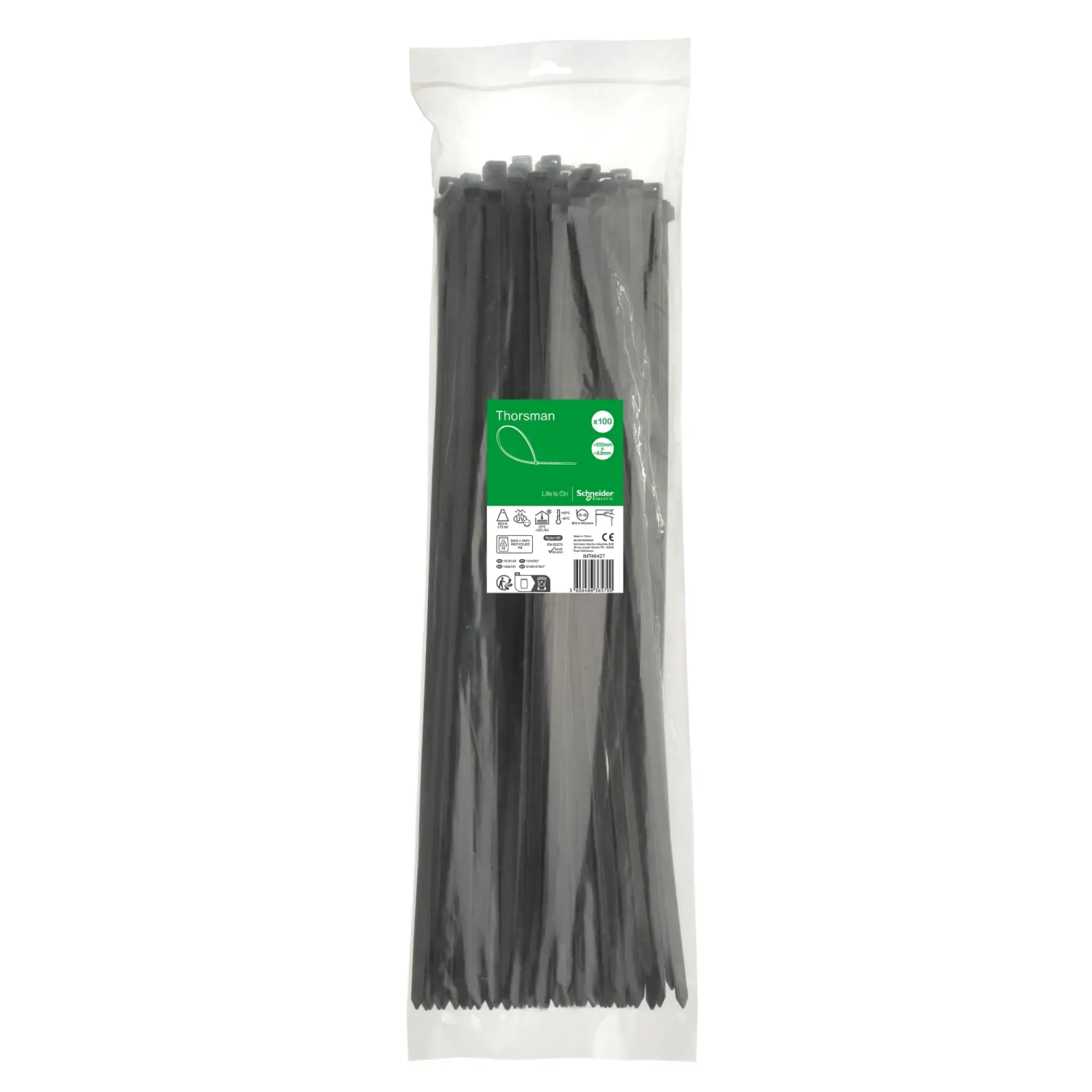 Schneider Electric IMT46427 Thorsman Cable Ties, Dimensions: 550X8.8 mm, pack of 100 pieces color black (img_002) Schneider Electric IMT46427 Thorsman Cable Ties, Dimensions: 550X8.8 mm, pack of 100 pieces color black (img_002)
