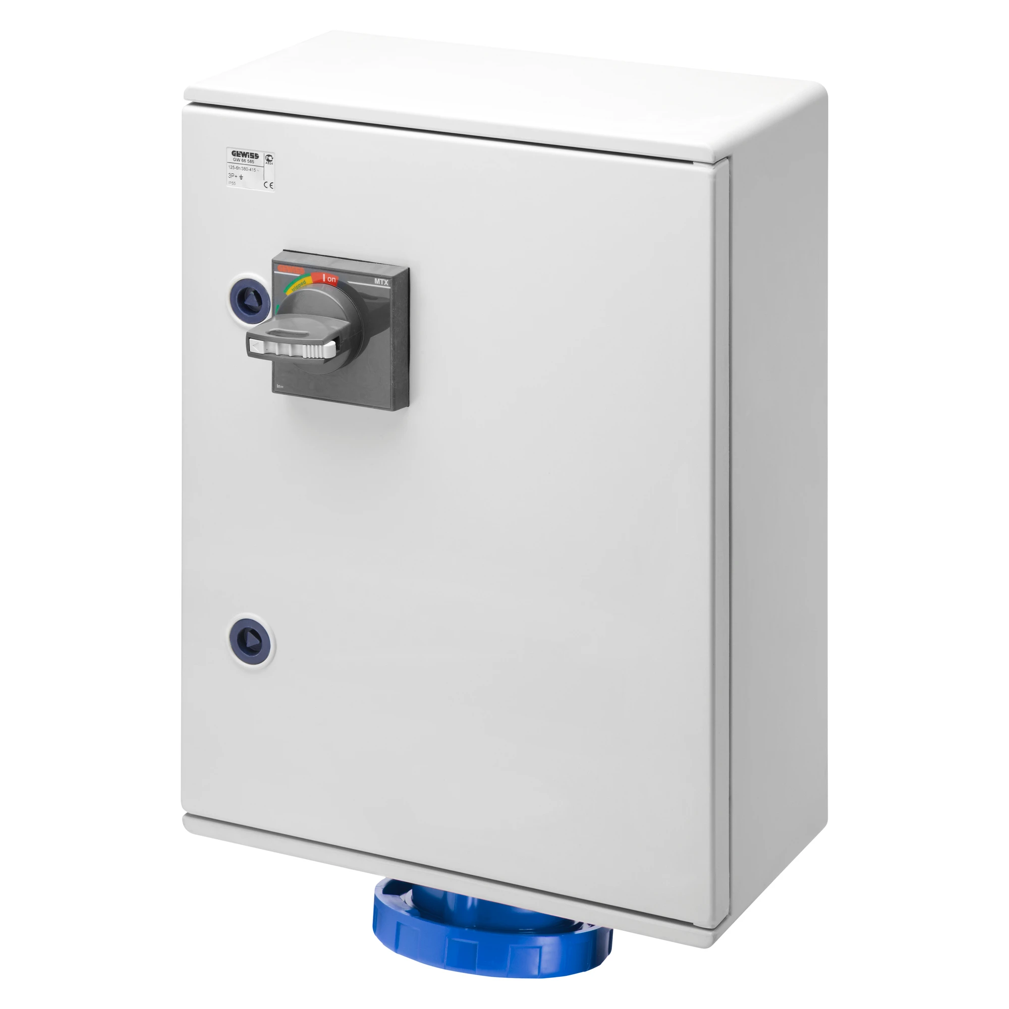 GEWISS GW66594 FIXED VERTICAL SOCKET OUTLET - SURFACE MOUNTING - MINIATURE CIRCUITE BREAKER DIFFERENTIAL - 3P+N+E 125A 230V 9H - IP66 (img_001)