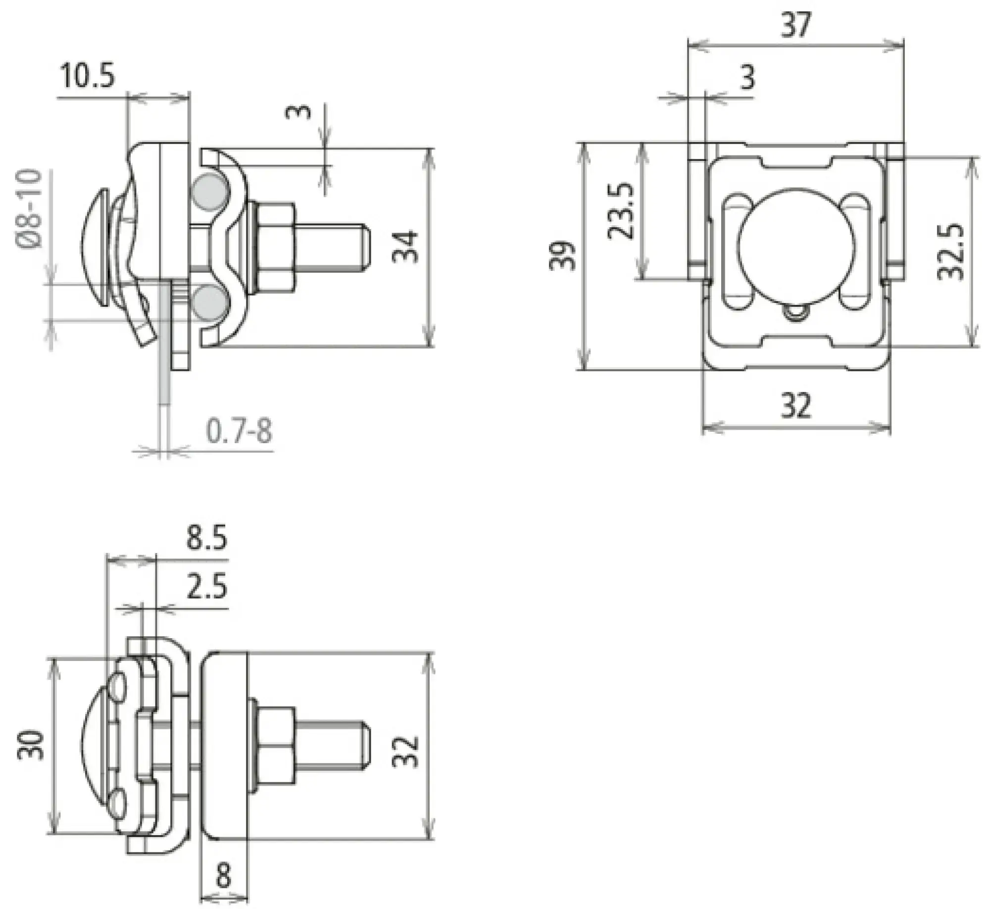 Dehn 365011 Saddle clamp Alu clamping range 0.7-8mm with double cleat for Rd 8-10mm (img_002)
