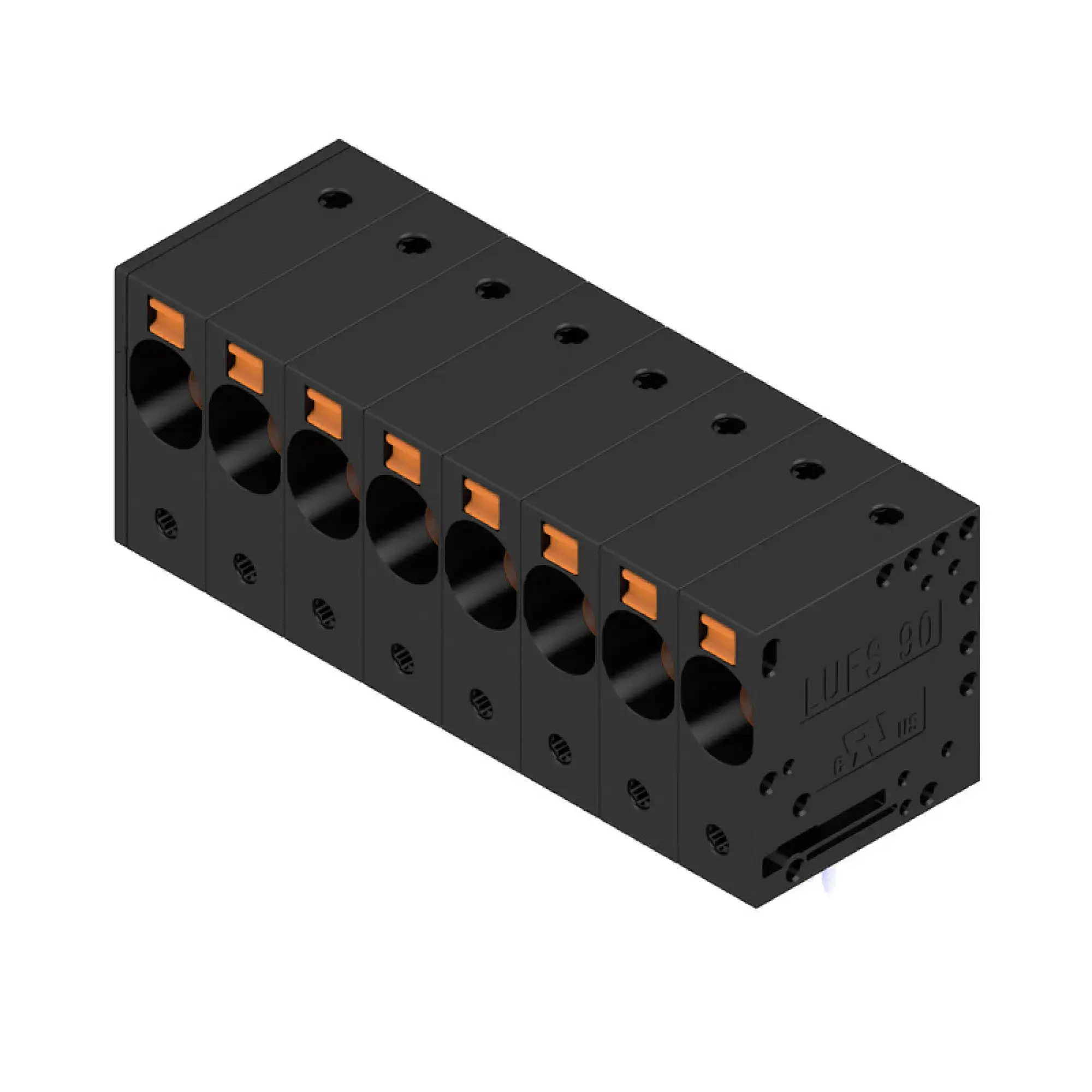 Weidmüller 2500510000 PCB terminal, 1000 V, 101 A, Pitch in mm: 10.00, 16 mm², Number of poles: 8, PUSH IN without actuator, THT solder connection, 90°, Box (img_001)