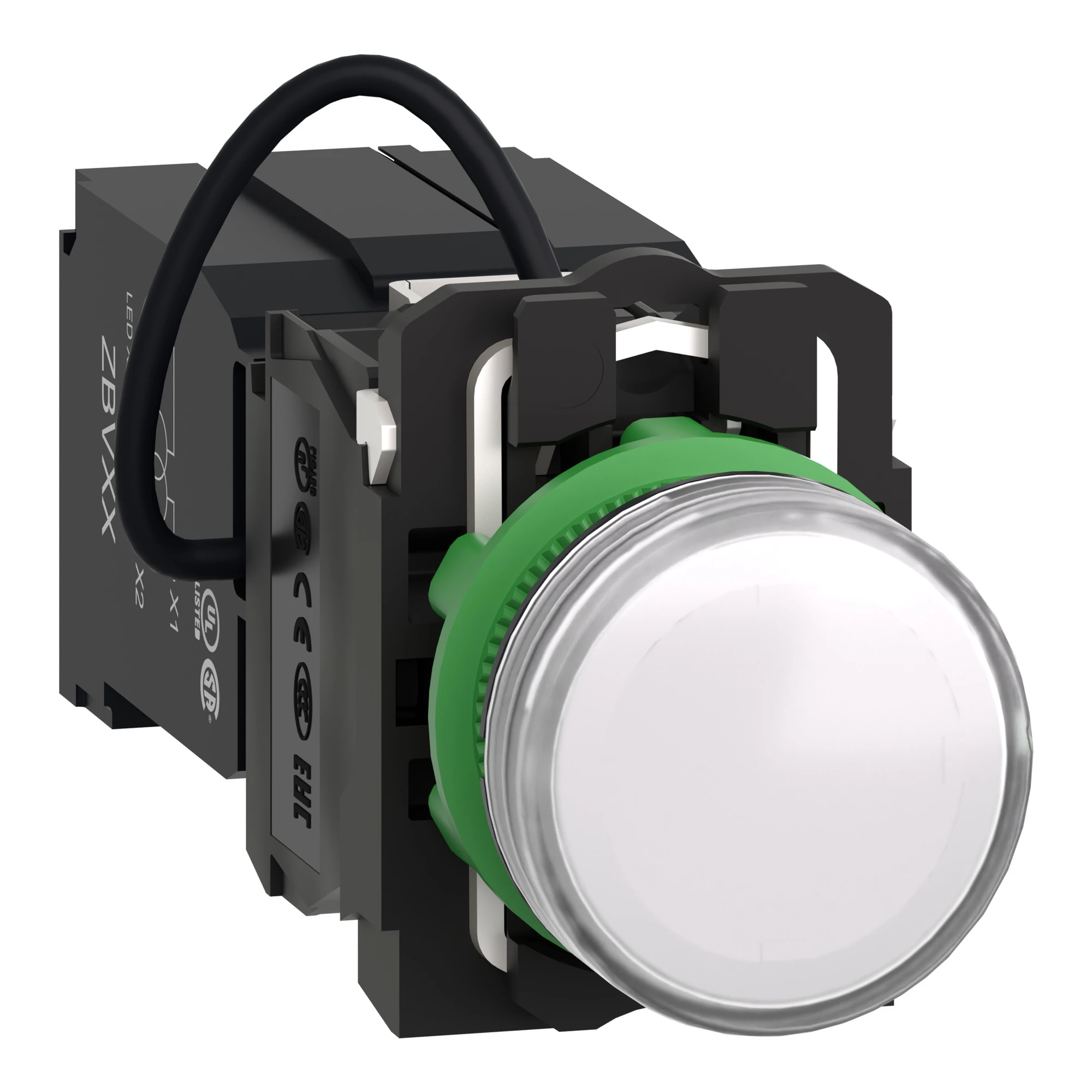 Schneider Electric XB5AV5B1 Signal light, Harmony XB5, plastic, white, 22mm, universal LED, smooth dome, 400V AC (img_001)