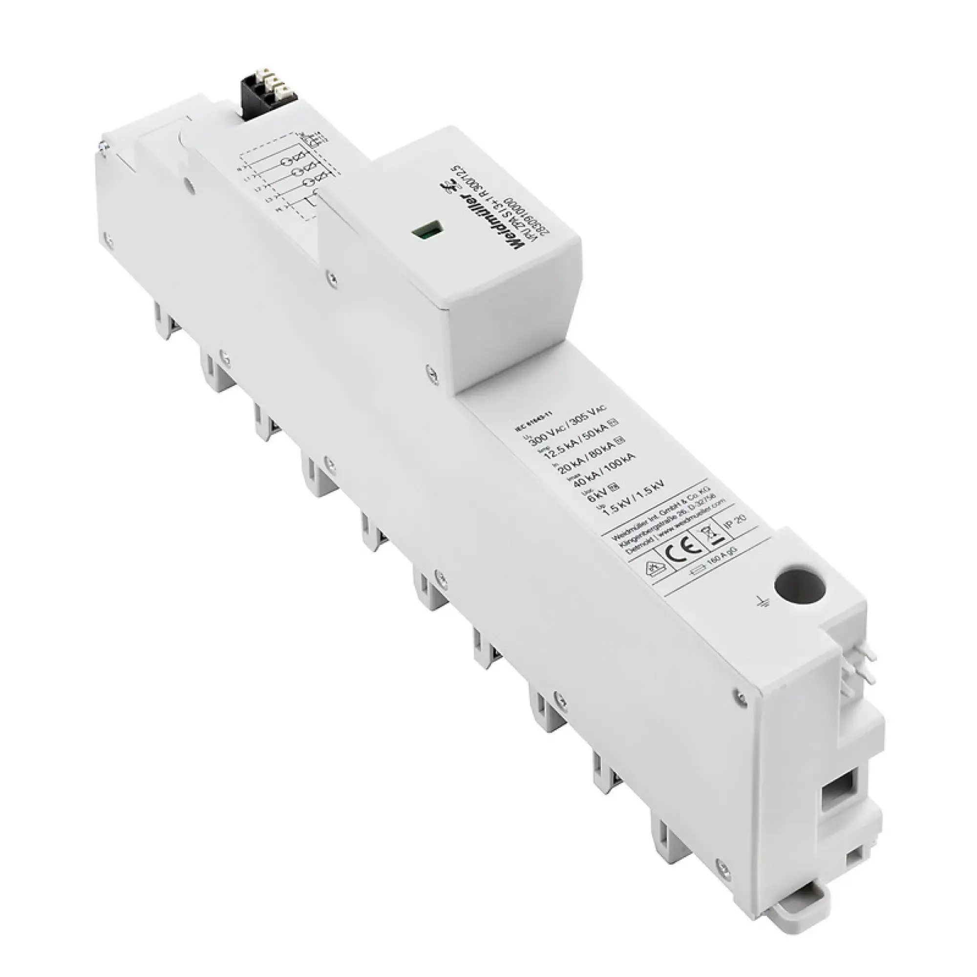 Weidmüller 2830910000 Surge voltage arrester (power supply systems), Leakage-current-free, Type I + II, Type I, Type II, Type III, Low voltage network: TN-C-S, TN-S, TT, I (img_001)