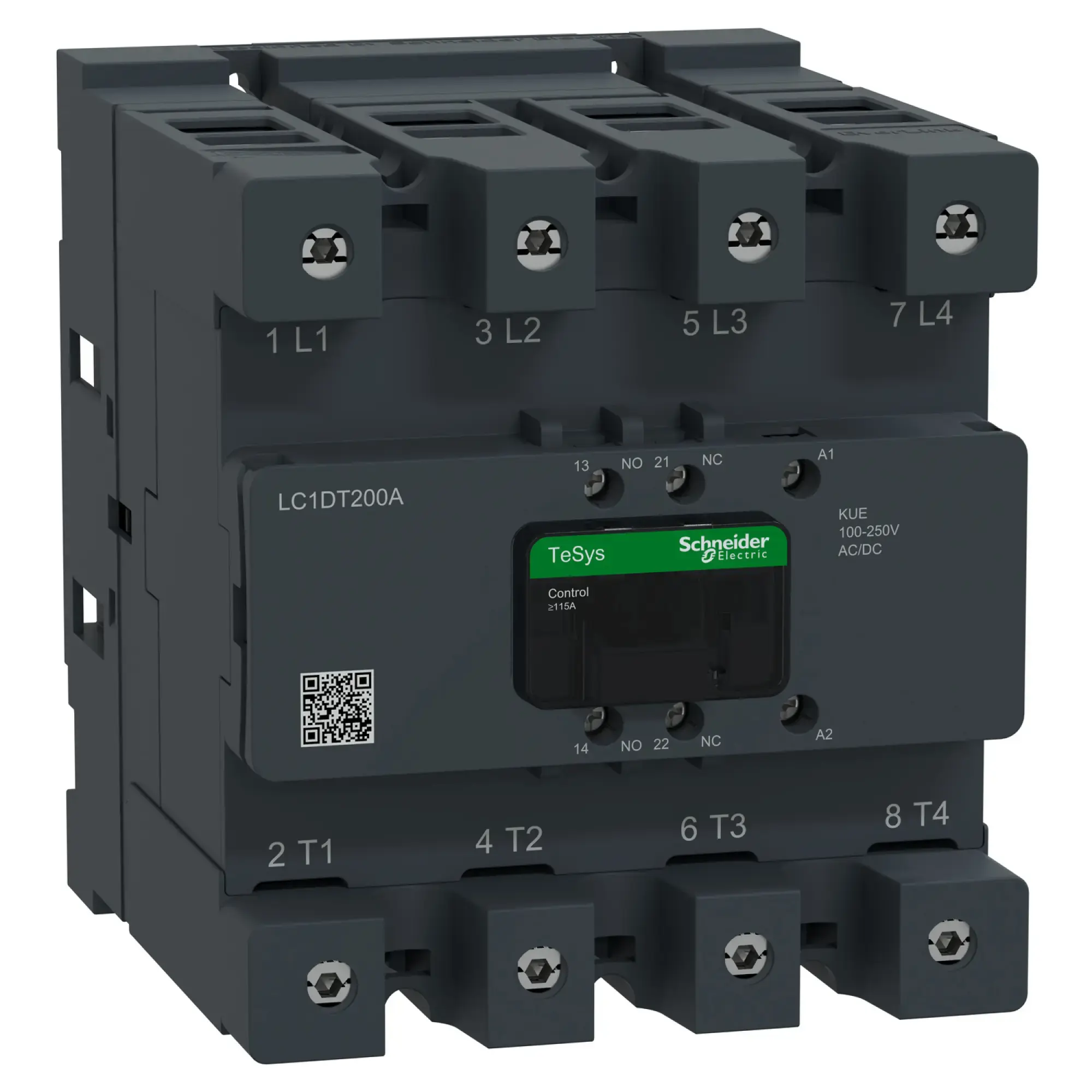 Schneider Electric LC1DT200AKUE Leistungsschütz TeSys Deca LC1D 4p, +1S+1Ö, 200 A, 400 V AC1, Spule 100-250V AC/DC, mit EverLink Klemmen LC1DT200AKUE (img_001) Schneider Electric LC1DT200AKUE Leistungsschütz TeSys Deca LC1D 4p, +1S+1Ö, 200 A, 400 V AC1, Spule 100-250V AC/DC, mit EverLink Klemmen LC1DT200AKUE (img_001)