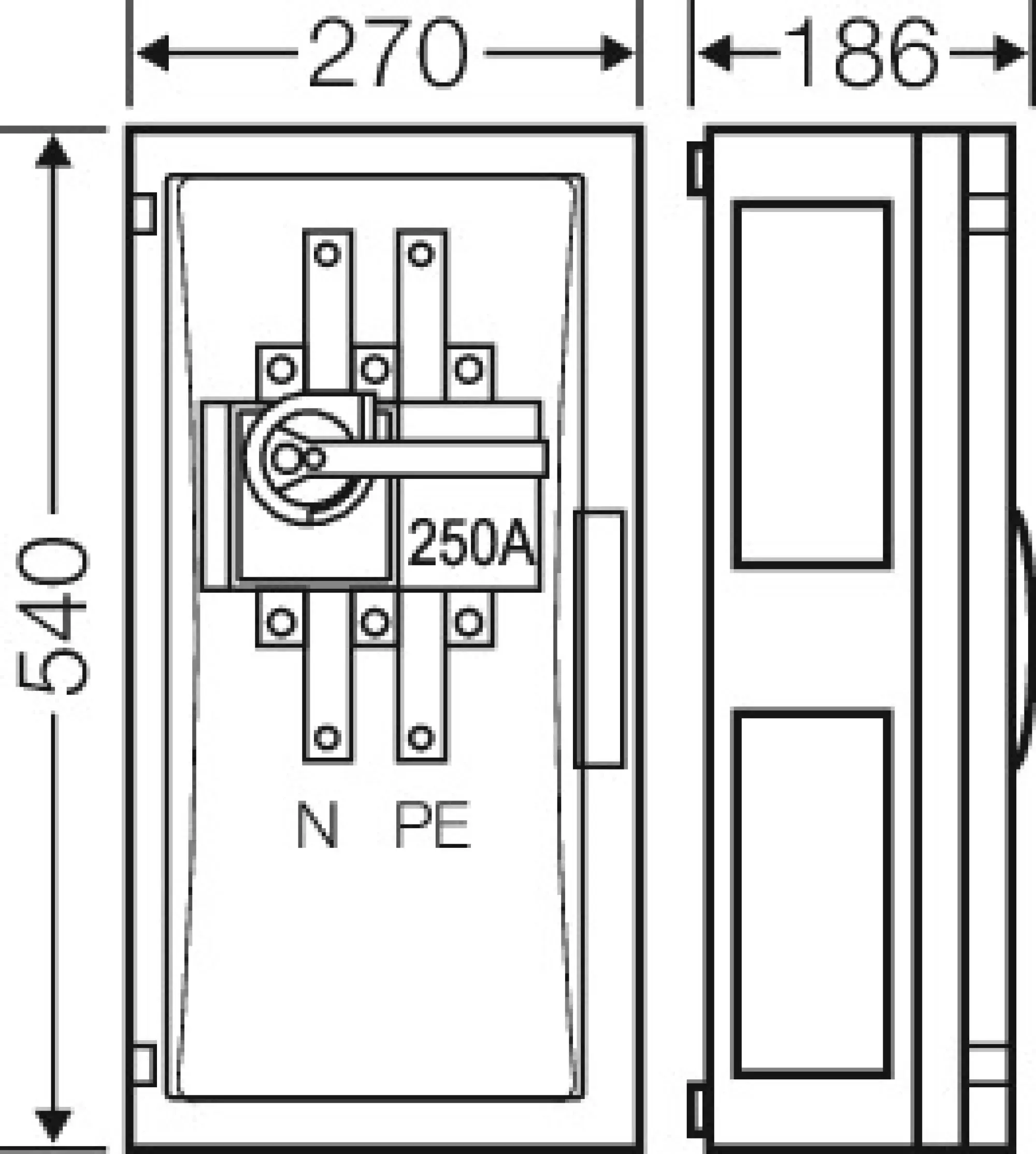 Hensel 68000032 ENYSTAR-Lastschaltergehäuse 250 A, 3polig + PE + N FP 5312 (img_002)