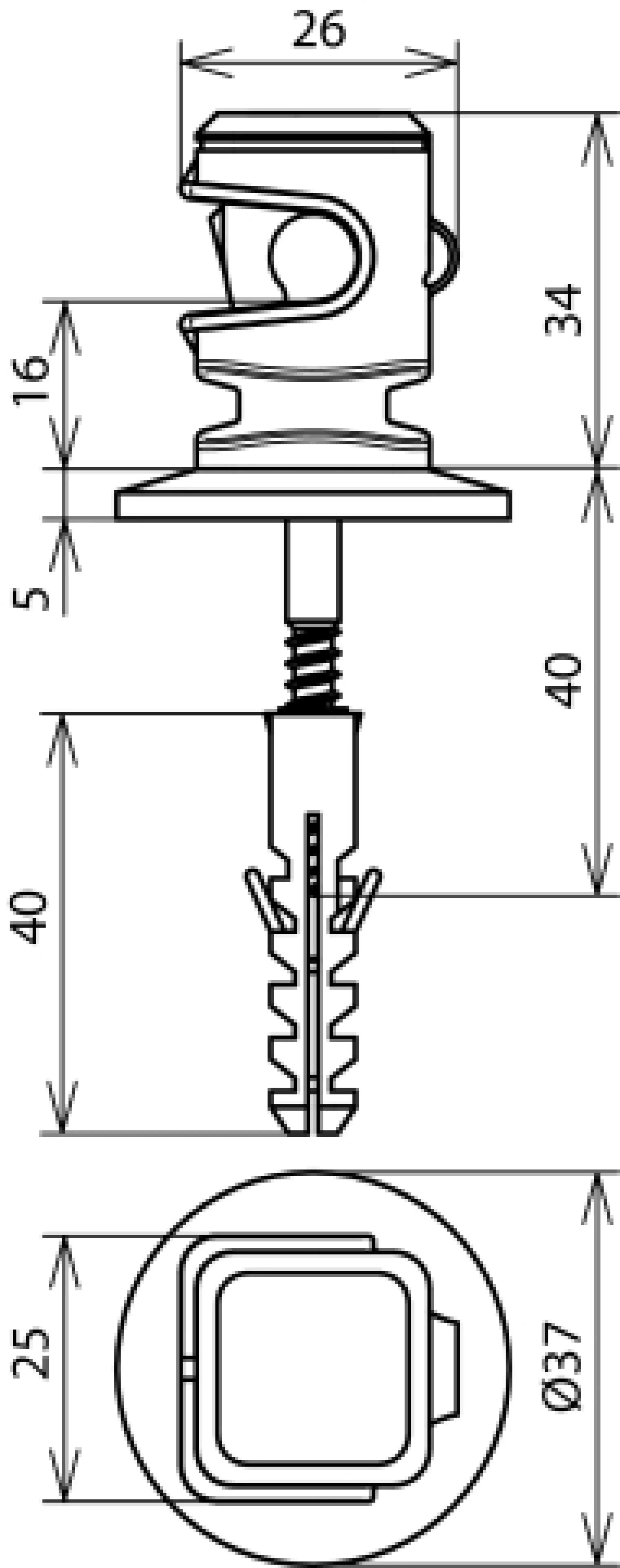 Dehn 204120 Conductor holder DEHNsnap H 16mm grey f. Rd 8mm w. wood screw and dowel 8mm (img_002)