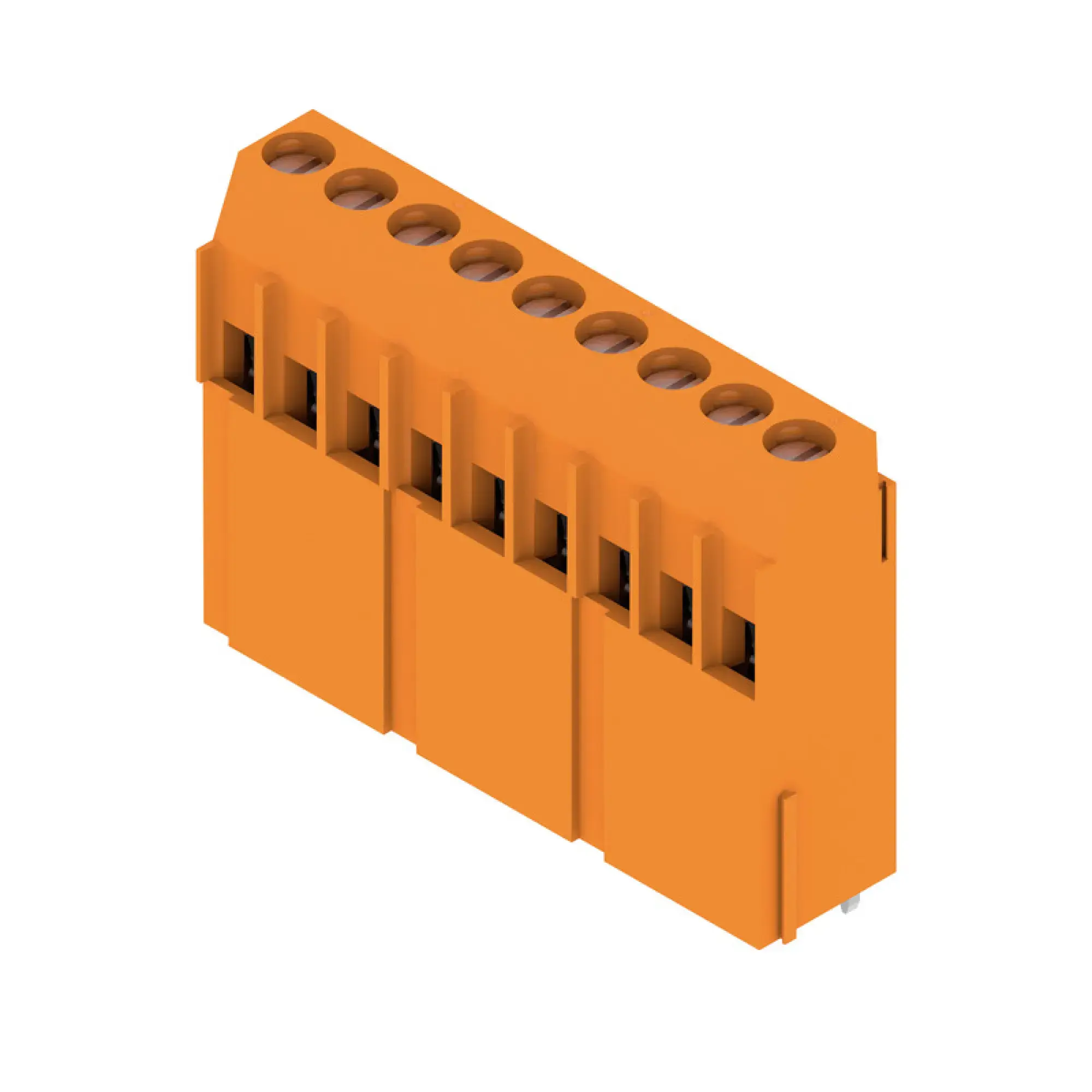 Weidmüller 1975320000 PCB terminal, 320 V, 32.5 A, Pitch in mm: 5.00, 6 mm², Number of poles: 9, Clamping yoke connection, THT solder connection, 90°, Box (img_001)