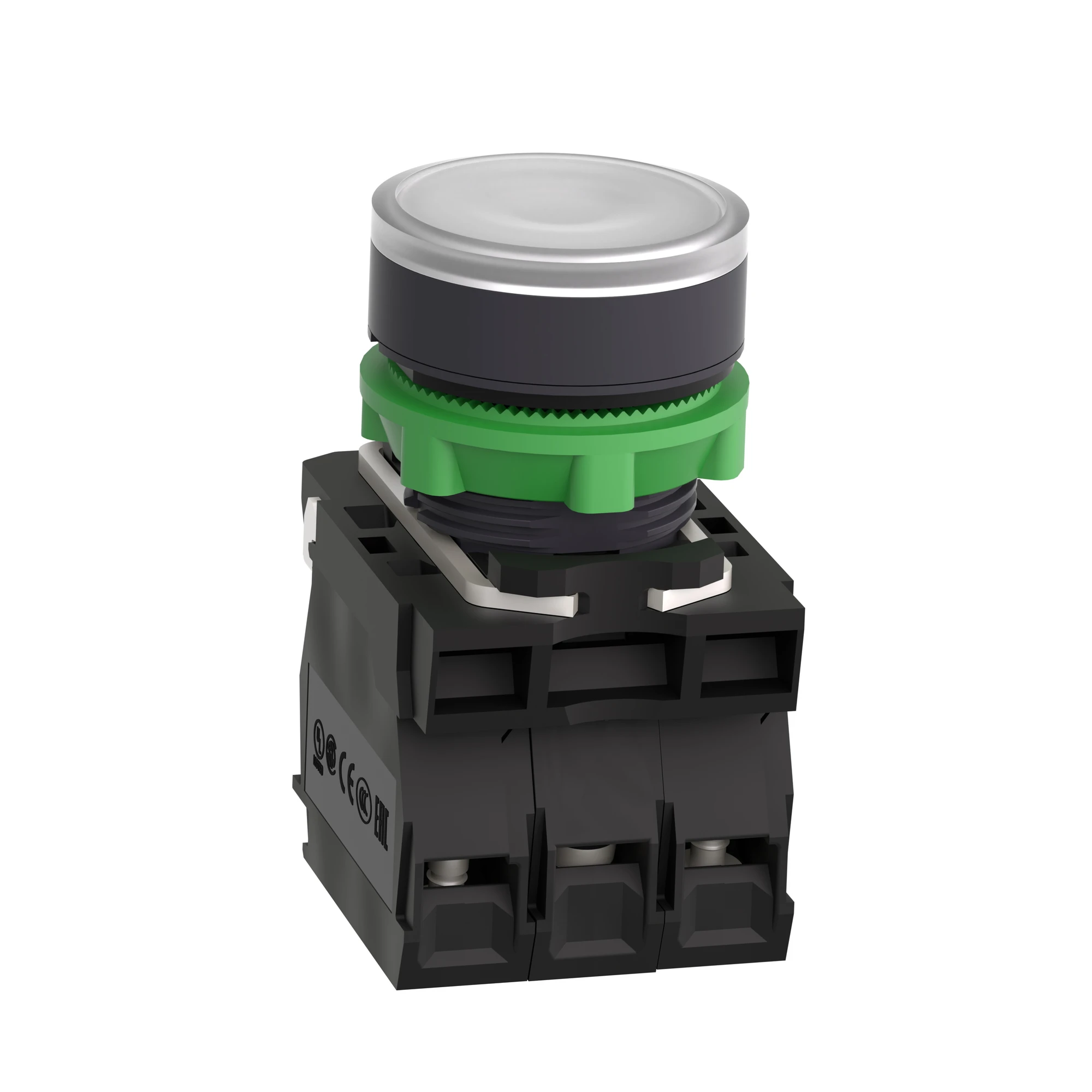 Schneider Electric XB5AW31B5 Illuminated pushbutton, Harmony XB5, plastic, white, 22mm, universal LED, smooth dome, 1NO + 1NC, 24V ACDC (img_006)