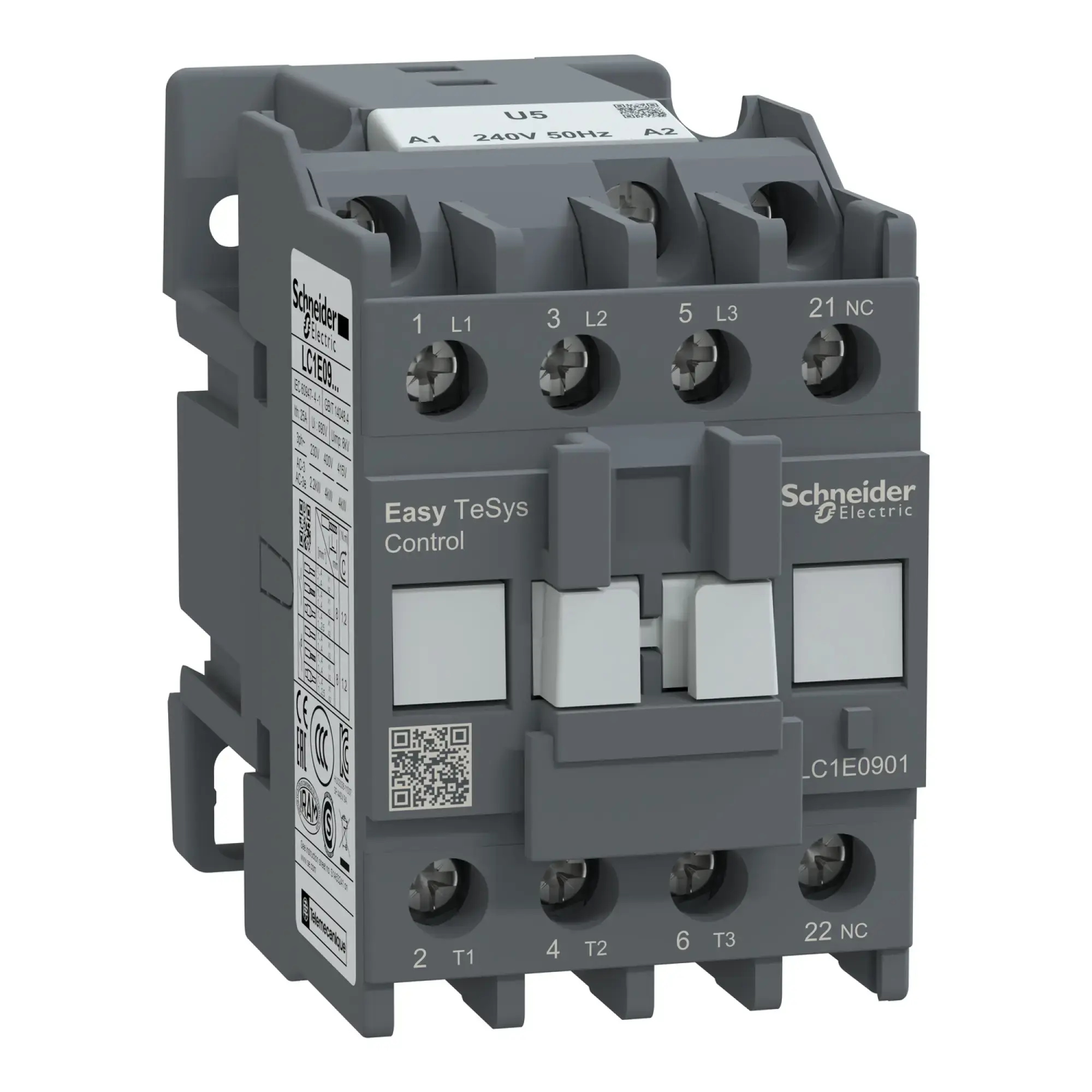 Schneider Electric LC1E0901U5 Easy TeSys Leistungsschütz 3P 9A 1NC 240V AC 50Hz (img_002)