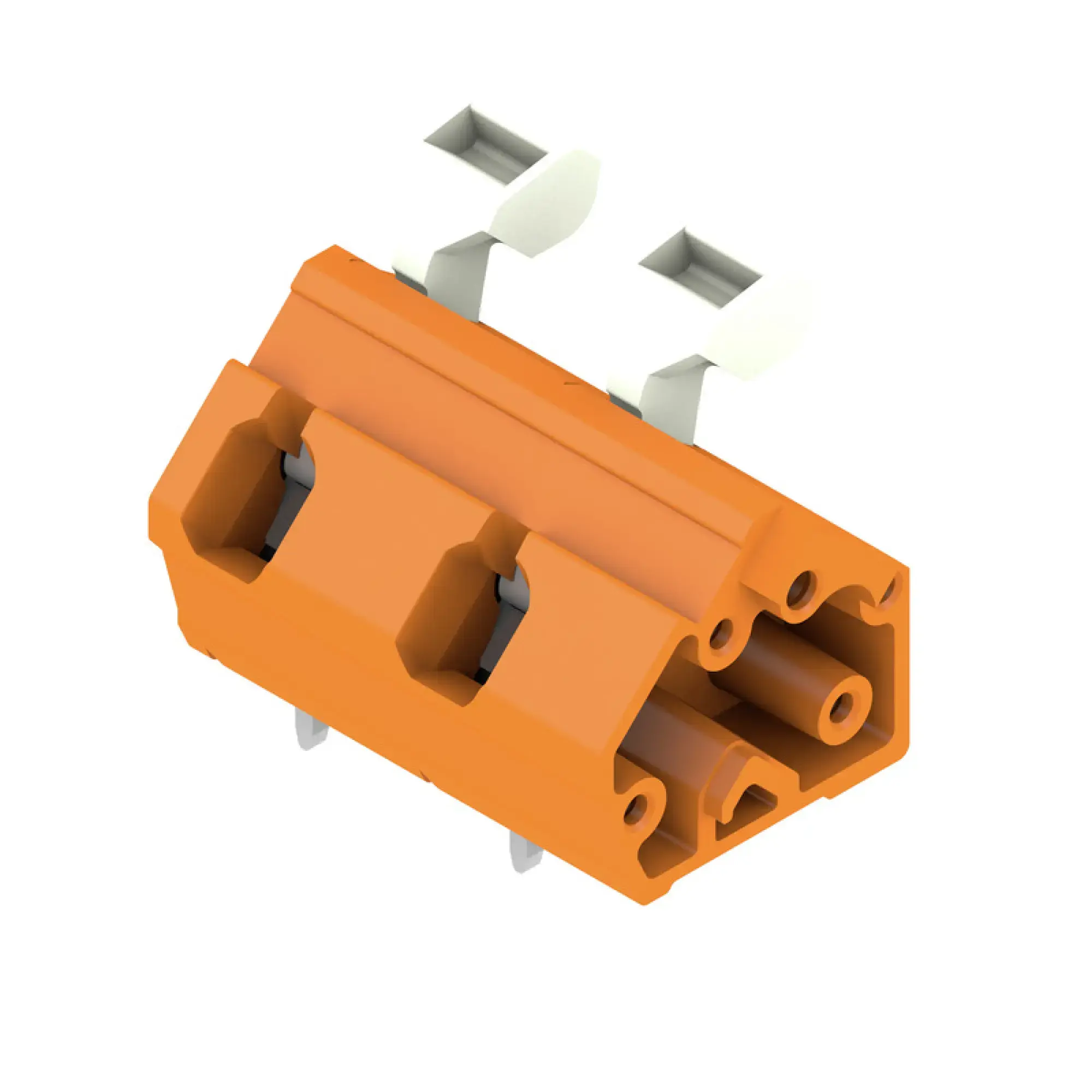 Weidmüller 1953930000 PCB terminal, 1000 V, 24 A, Pitch in mm: 10.00, 2.5 mm², Number of poles: 2, Tension clamp connection with actuator, THT solder connection, 135°, Box (img_001)